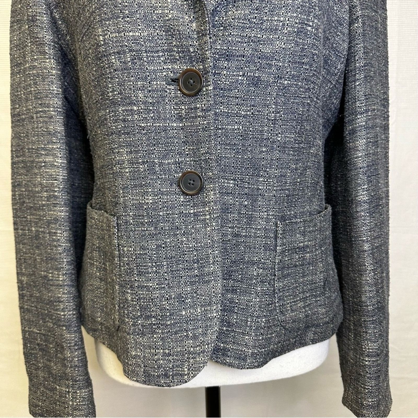 Banana Republic Banana Republic Women’s Tweed Blazer M Linen, Silk, Wool Size M / US 6-8 / IT 42-44 - 2 Thumbnail