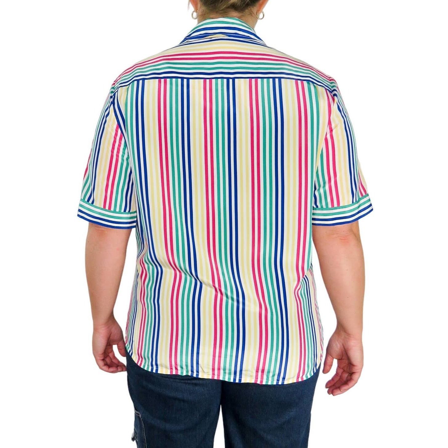 Vintage Vintage Retro Candy Stripe Blouse Short Sleeve Button Down Size L / US 10 / IT 46 - 2 Thumbnail