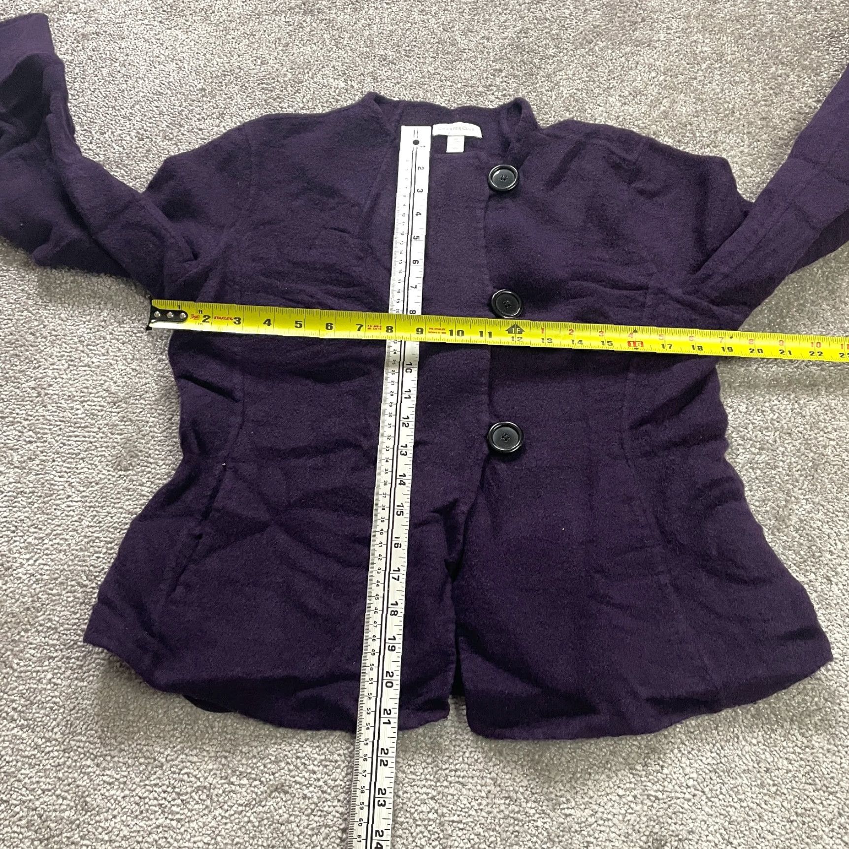Charter Club Charter Club Wool Coat 10 Purple Button Collarless Work Business Classic Designer Womens Size L / US 10 / IT 46 - 7 Thumbnail