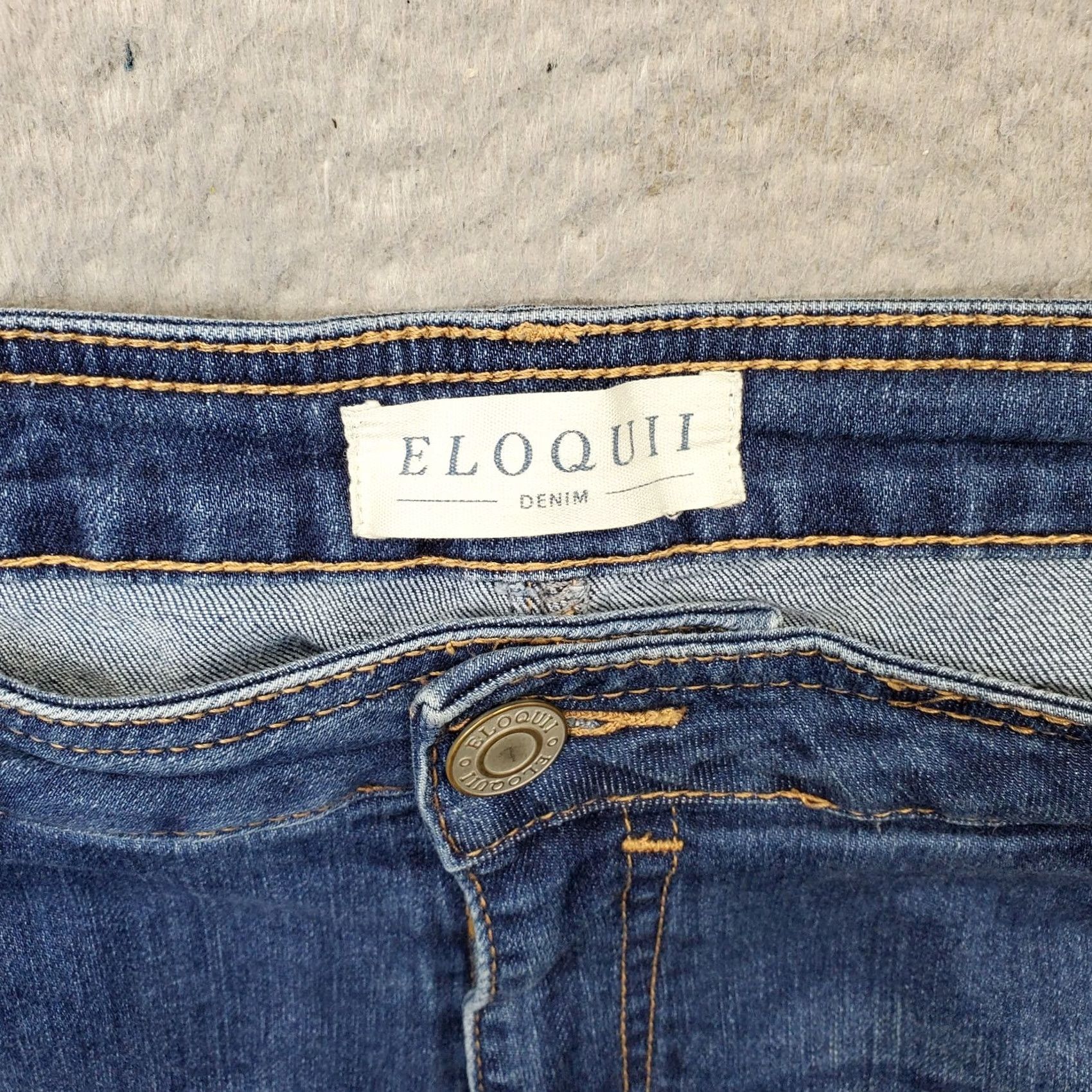 Vintage ELOQUII Skinny Jeans Womens 18 Blue Denim Stretch Distressed 5-Pocket Jeans Size 40" / US 18 - 7 Thumbnail
