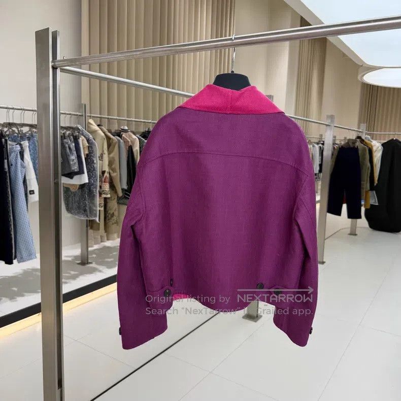 Hermes Hermes Mauve Color Block Notched Collar Cashmere Wool Silk Size S / US 4 / IT 40 - 2 Thumbnail
