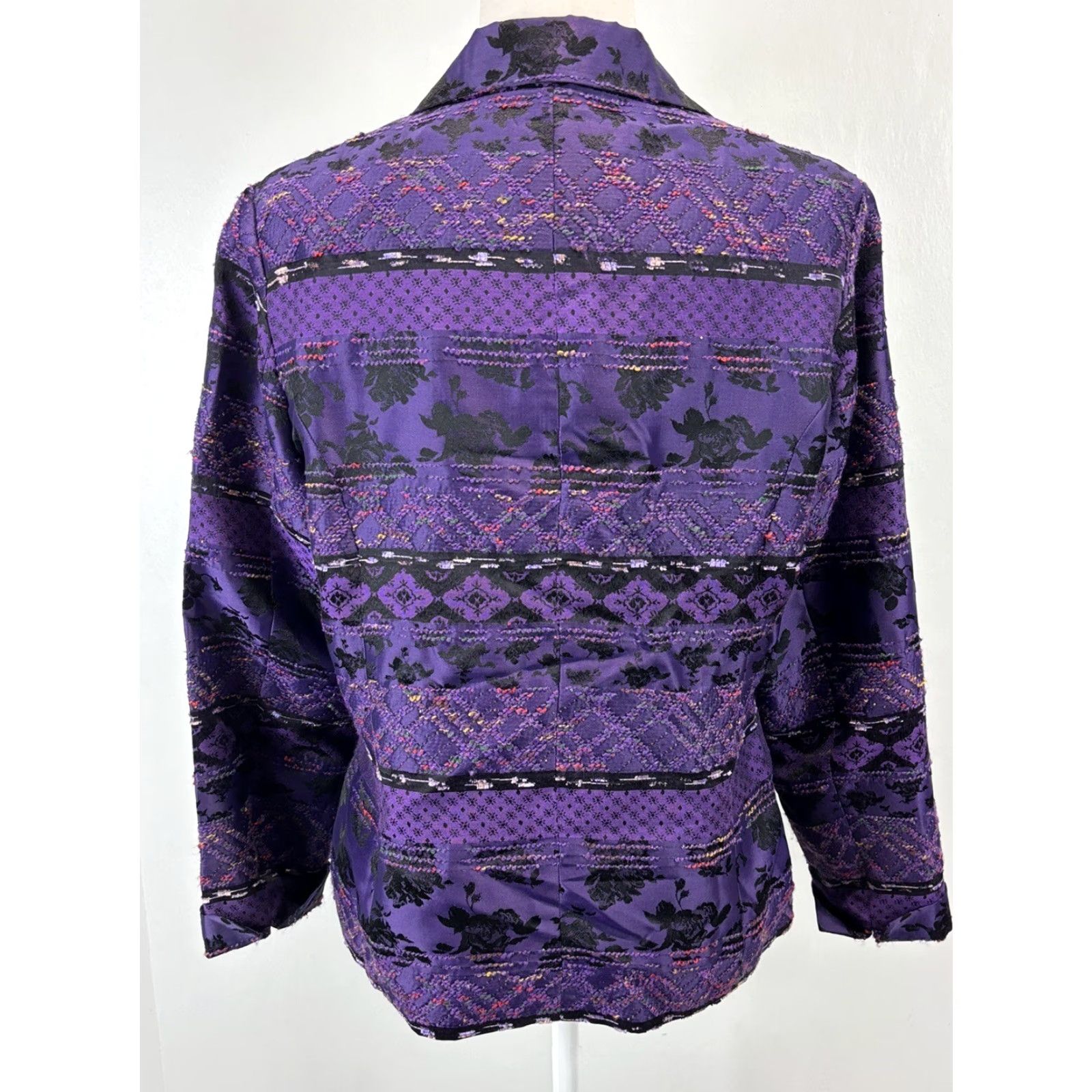 Coldwater Creek Coldwater Creek Embroidered Blazer Jacket M Purple Black Textured Western Vibes Size M / US 6-8 / IT 42-44 - 3 Thumbnail
