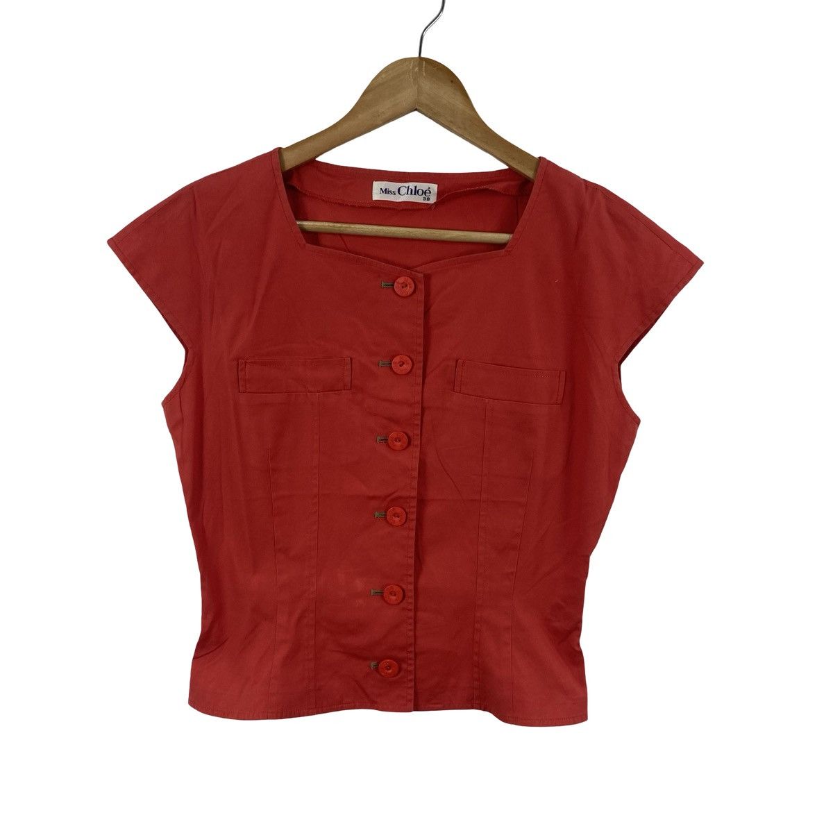 Chloe MISS CHLOE Button Up Cap Sleeve Cropped Blouse Size S / US 4 / IT 40 - 5 Thumbnail