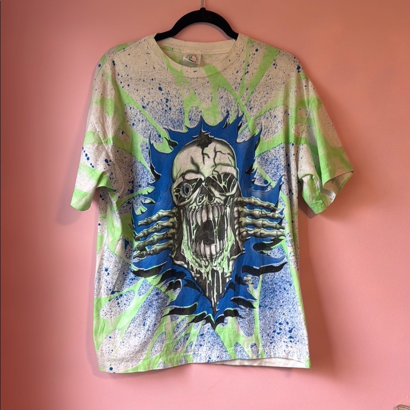 Vintage vintage 90s SKELETON BREAKTHROUGH ALL-OVER PRINTskull XL Size US XL / EU 56 / 4 - 1 Thumbnail