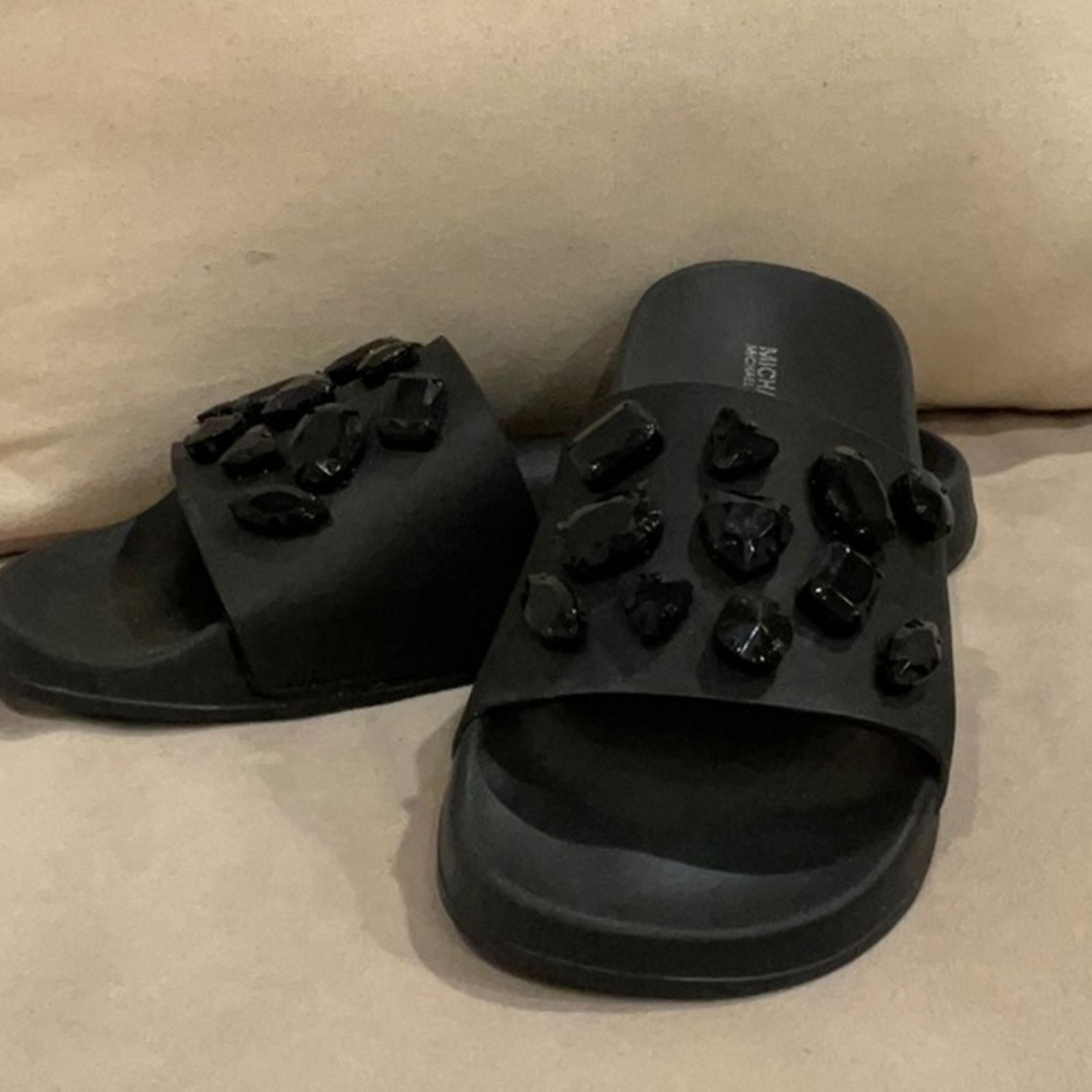 Michael Kors Michael Kors Gilmore Crystal Black Embellished Slides Size US 10 / IT 40 - 1 Thumbnail
