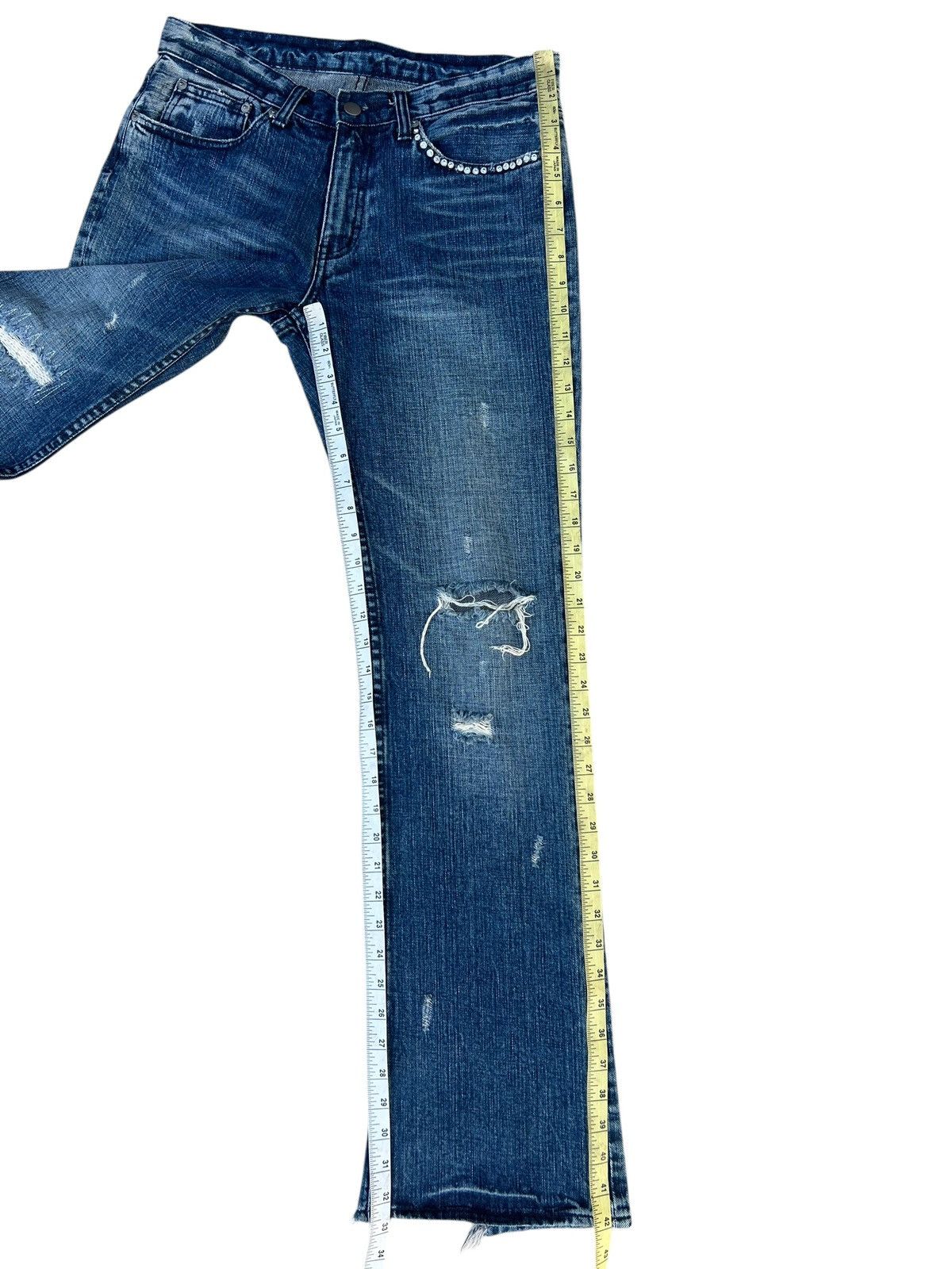 Vintage ABX. Japan Ripped Distressed Denim Studded Bootcut Jeans Size US 30 / EU 46 - 4 Thumbnail