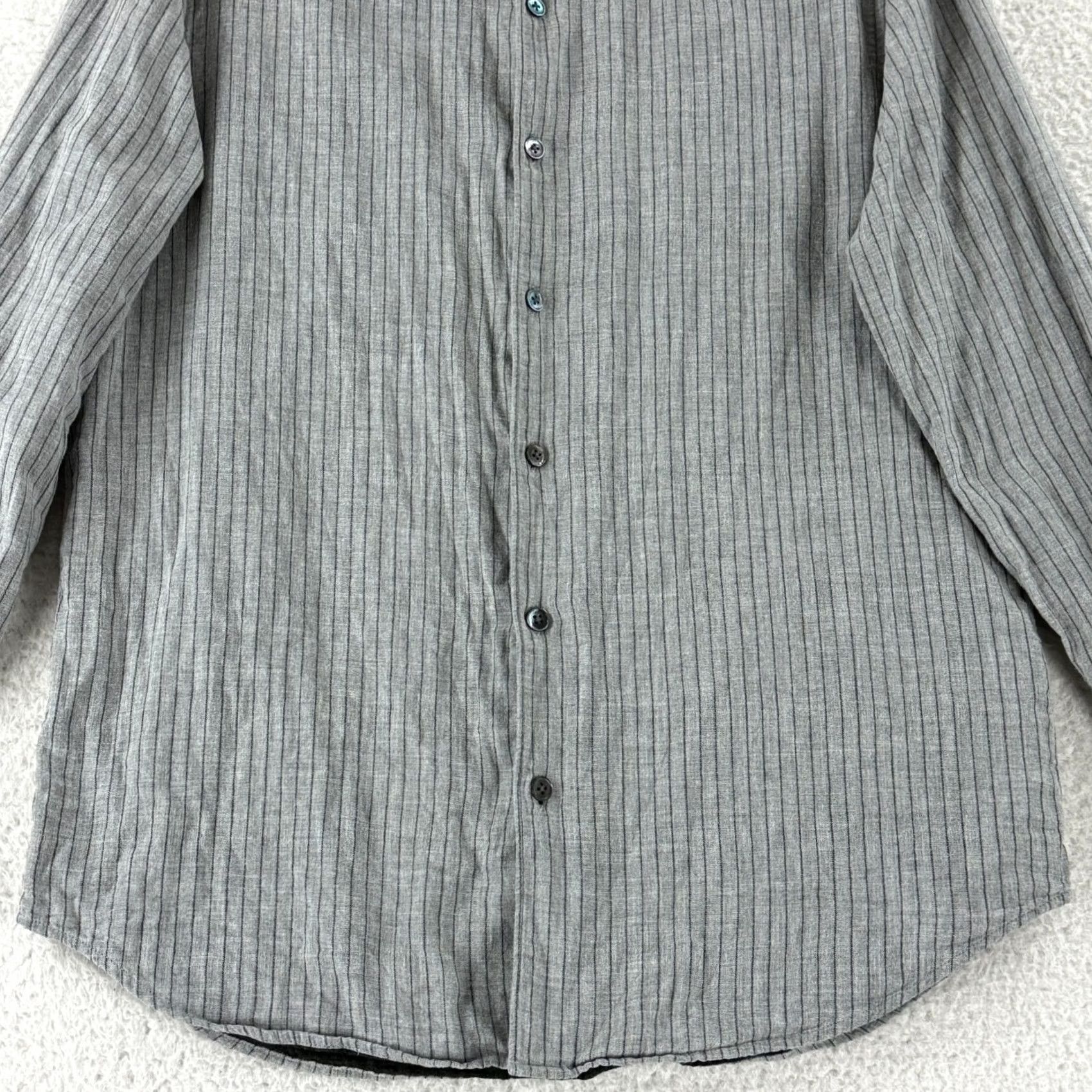 Theory Theory Button-Up Shirt Mens M Gray Striped 100% Cotton Casual Long Sleeve Size US M / EU 48-50 / 2 - 4 Thumbnail