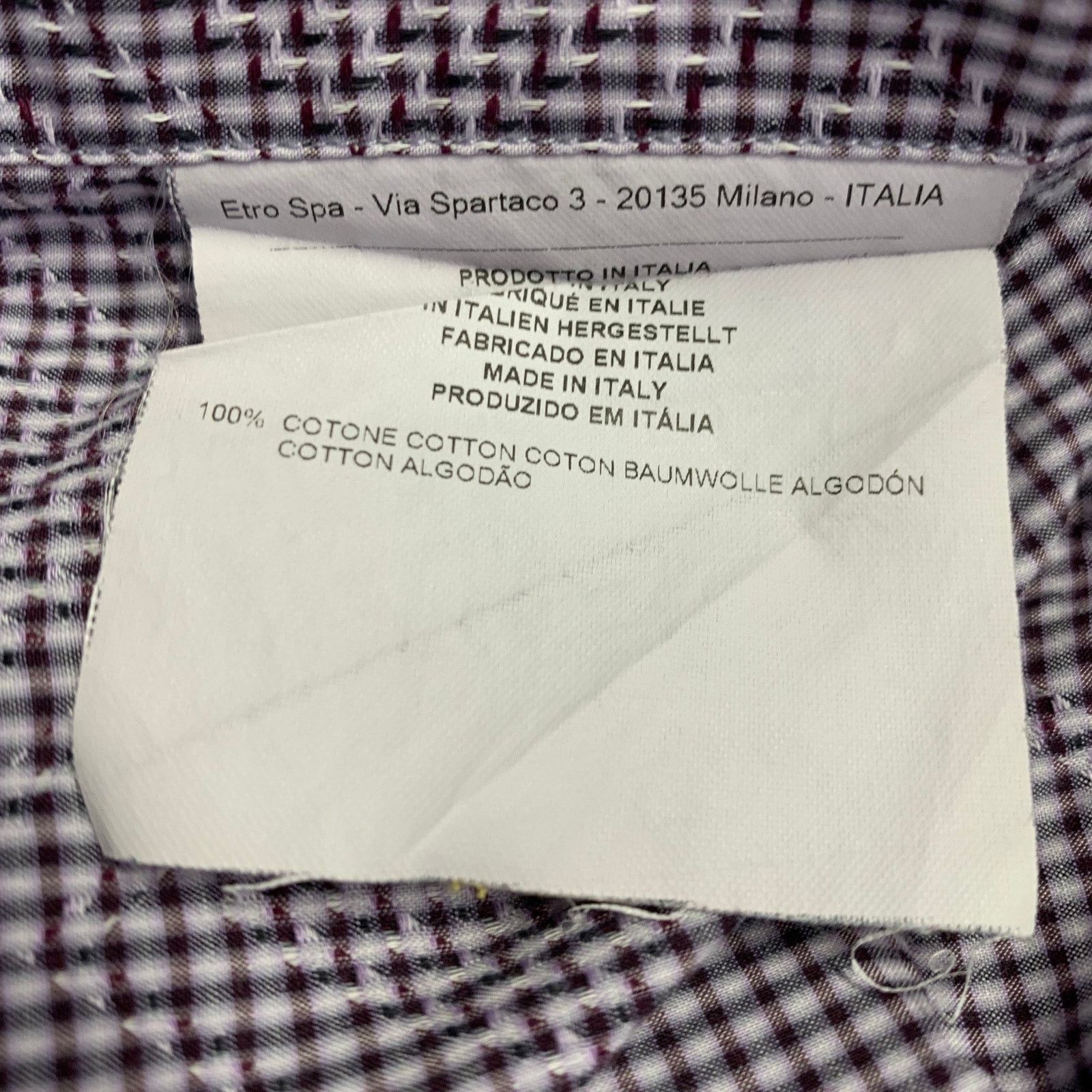 Etro Size M Purple Checkered Cotton Button Up Long Sleeve Shirt Size US M / EU 48-50 / 2 - 6 Thumbnail