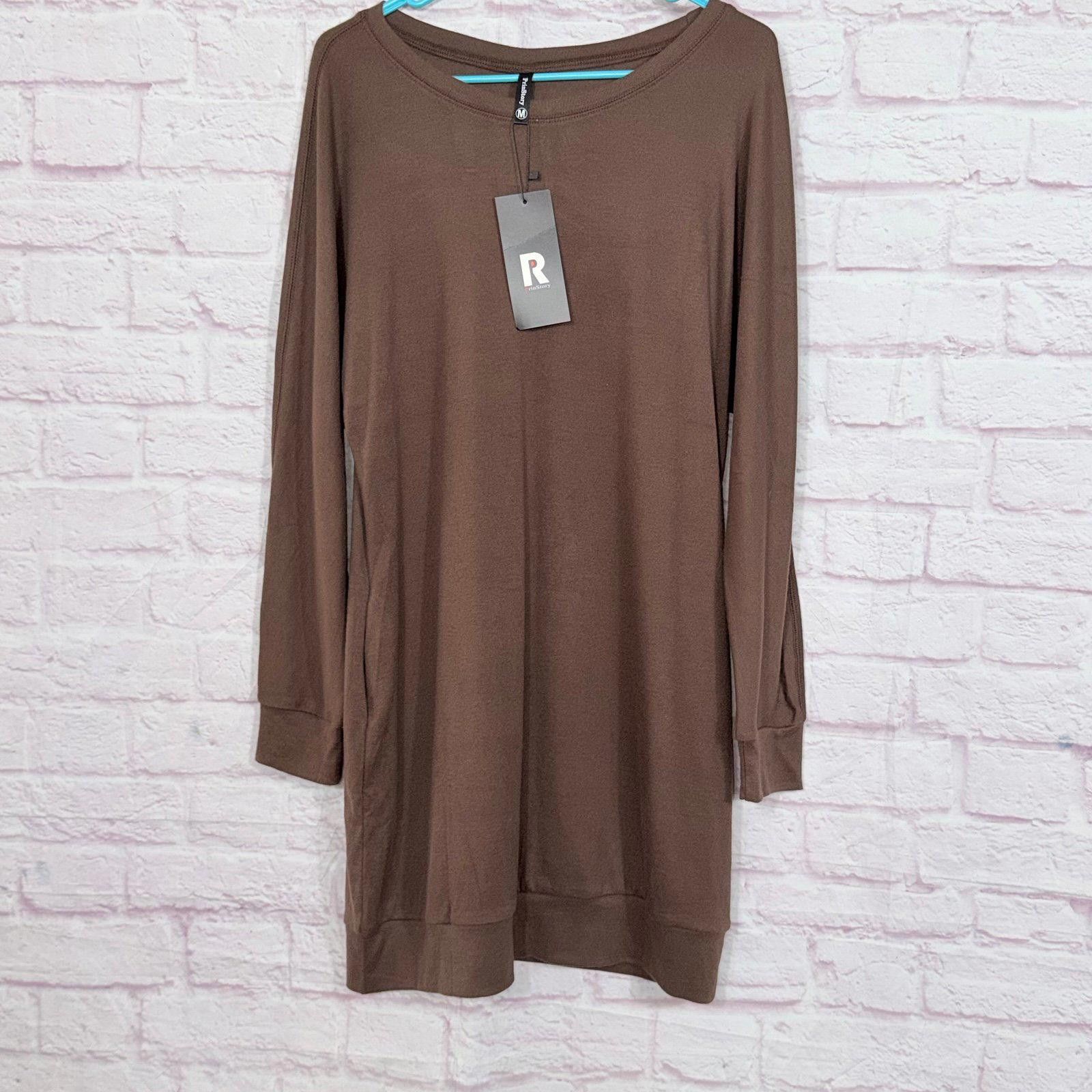 Other PrinStory Medium Brown Long Sleeve Dress NWT Size M / US 6-8 / IT 42-44 - 1 Thumbnail