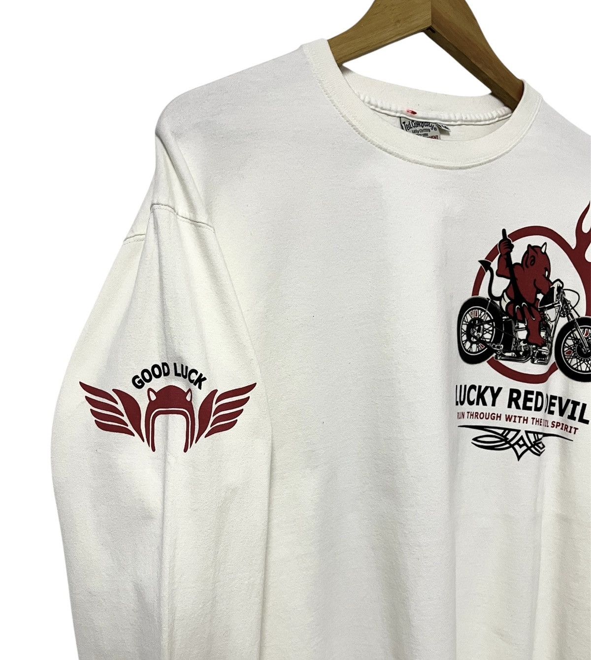 Japanese Brand TED COMPANY TED MAN LUCKY RED DEVIL RACING LONGSLEEVE TSHIRT Size US L / EU 52-54 / 3 - 8 Thumbnail