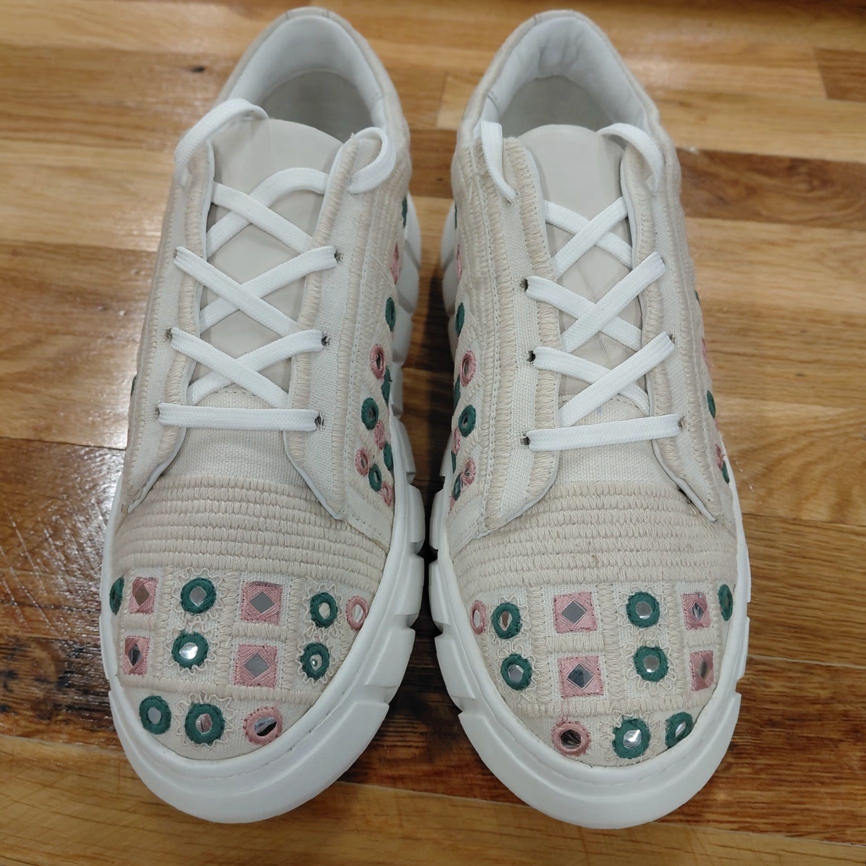 Free People Free People Catch Me If You Can Women 40 US 9.5 Multicolor Floral Crochet Sneakers Mirror Combo Sneaker Womens Size US 10.5 / IT 40.5 - 4 Thumbnail