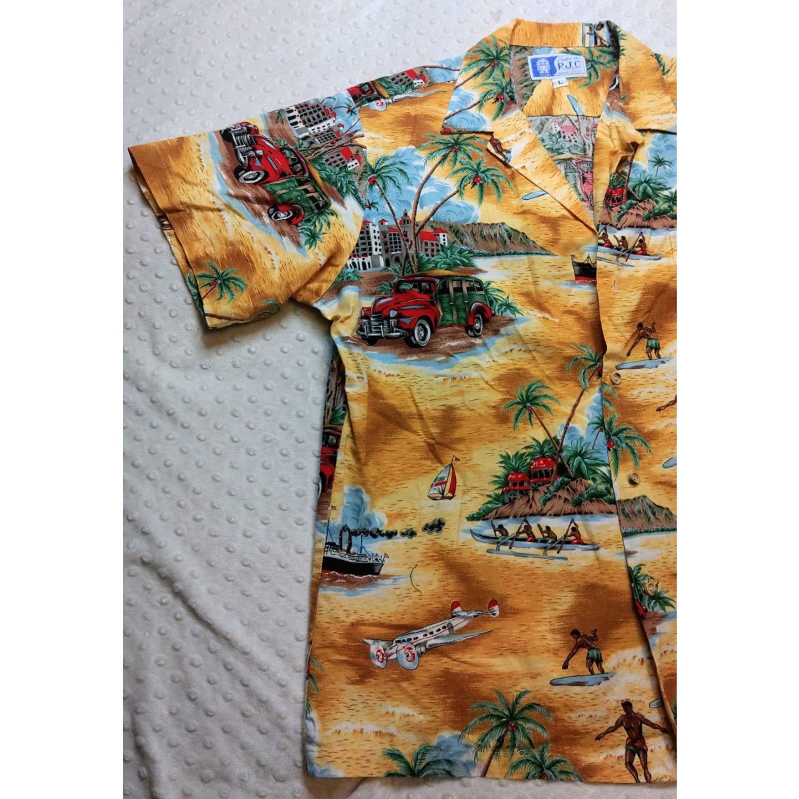 Vintage RJC 100% Cotton Woody Wagon Hula Girls Surfboard Hawaiian Surfer Shirt L Mens Size US L / EU 52-54 / 3 - 3 Thumbnail