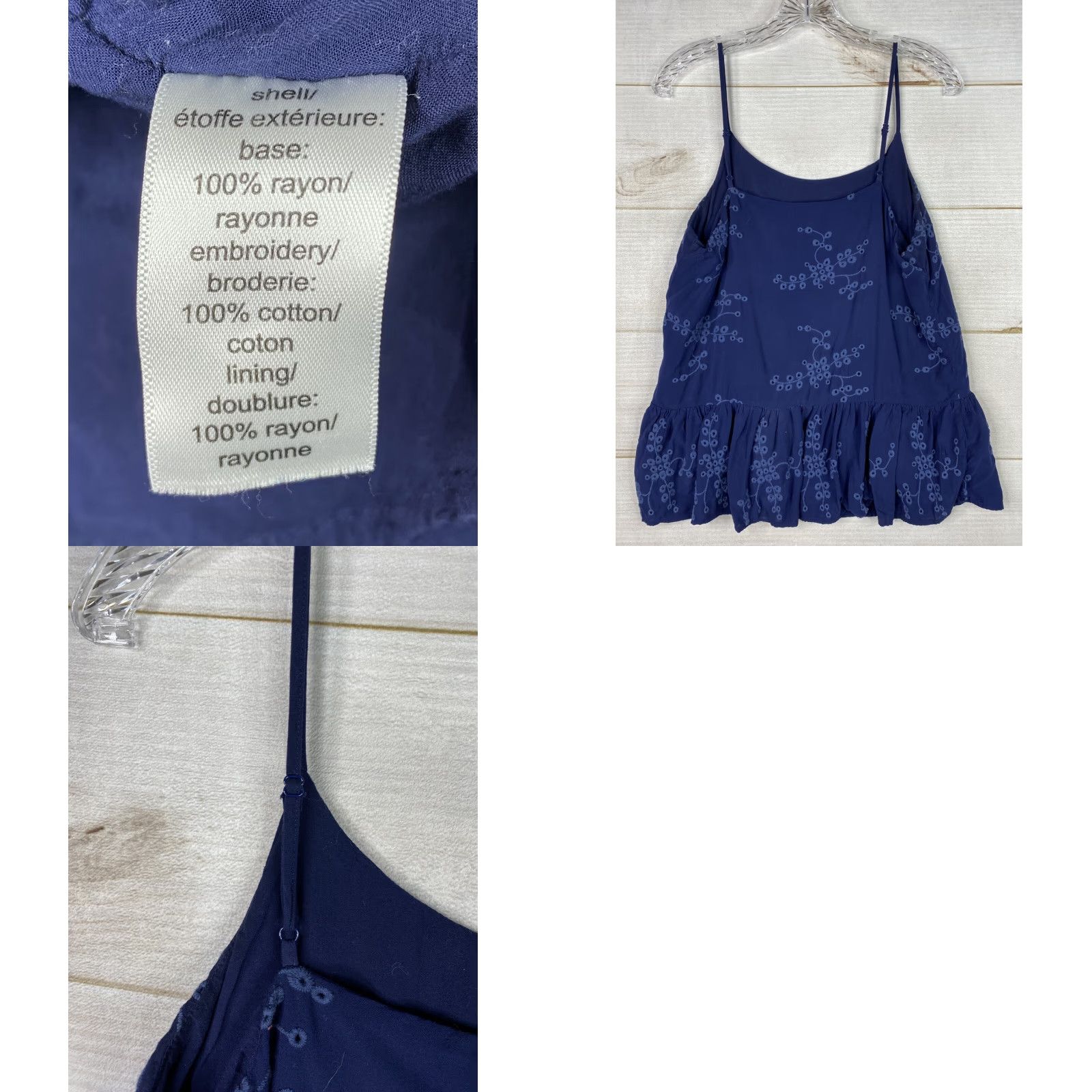 Vintage Maurices Blouse Womens M Blue Sleeveless Lined Floral Printed Flowy Lightweight Knit Spaghetti Strap Size M / US 6-8 / IT 42-44 - 8 Thumbnail