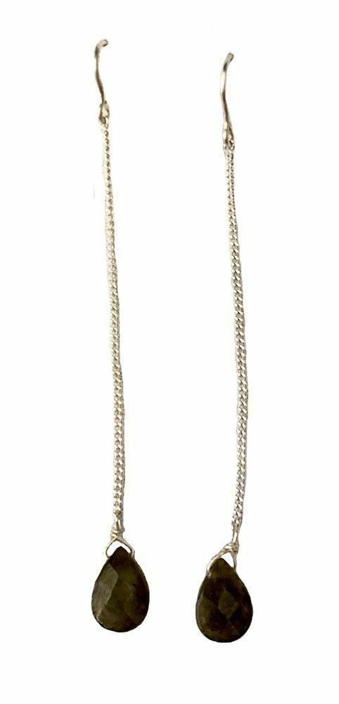 Designer Artisan Sterling Silver Labradorite Drop Earrings Size ONE SIZE - 1 Thumbnail