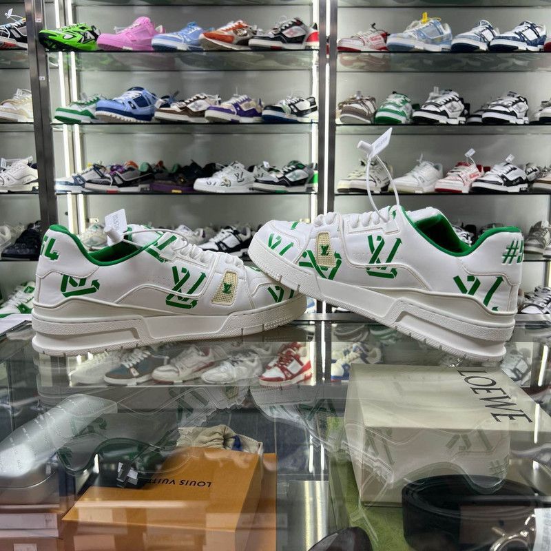 Louis Vuitton Louis Vuitton Casual White and Green Sneakers -2508 Size US 8 / EU 41 - 6 Thumbnail
