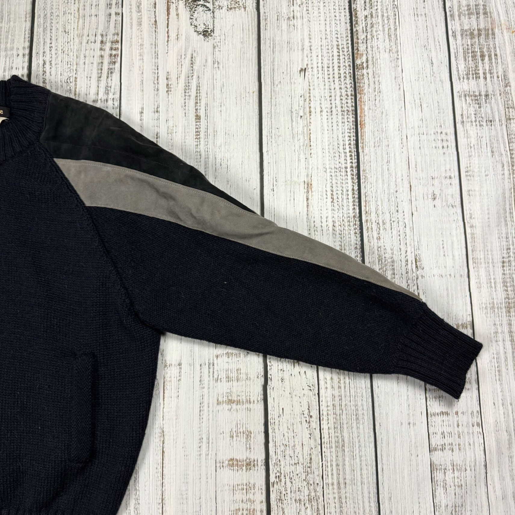 Vintage VINTAGE CHANTAL FOR CECIL GEE WOOL SWEATER JACKET FULL ZIP LEATHER ACCENT BLUE L/XL MEN'S Size US L / EU 52-54 / 3 - 3 Thumbnail