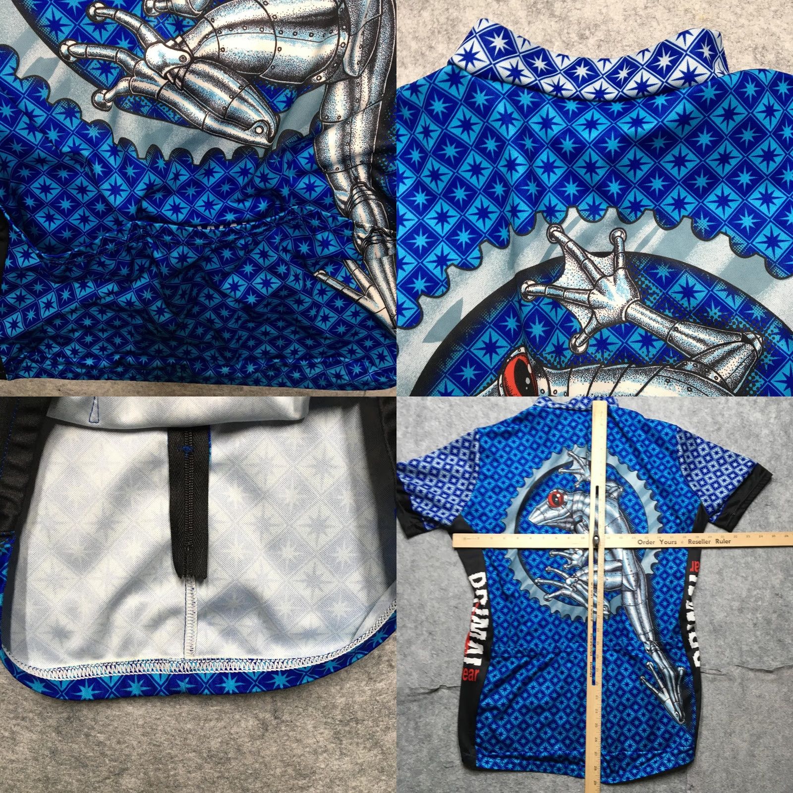Vintage VINTAGE Primal Wear Cycling Jersey Mens L Blue Coolmax Robo Lizard Gecko Made USA Size US L / EU 52-54 / 3 - 8 Thumbnail