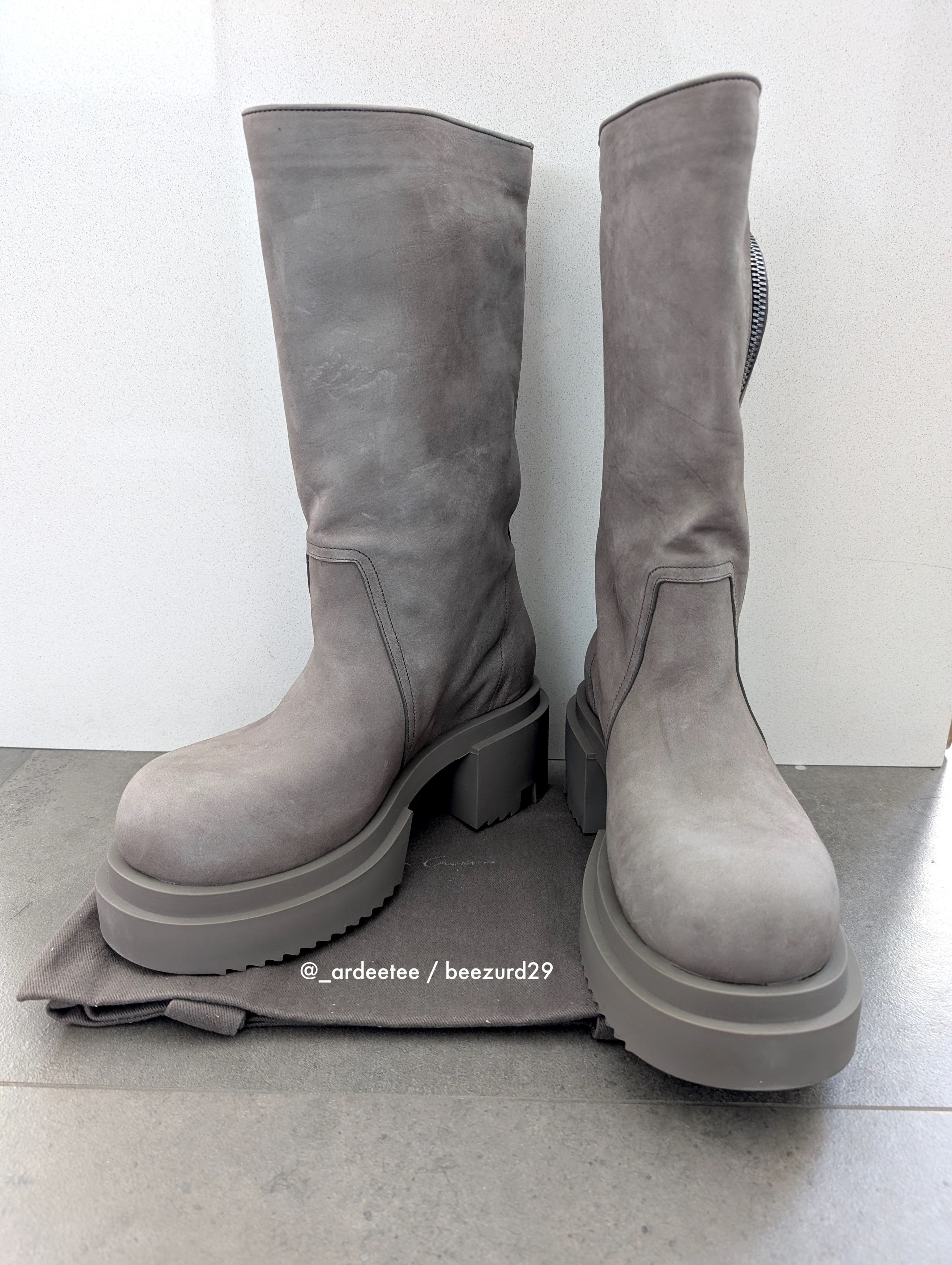 Rick Owens 💥RARE SAMPLE DUST LEATHER BAUHAUS BOGUN BOOTS Size US 11 / EU 44 - 6 Thumbnail