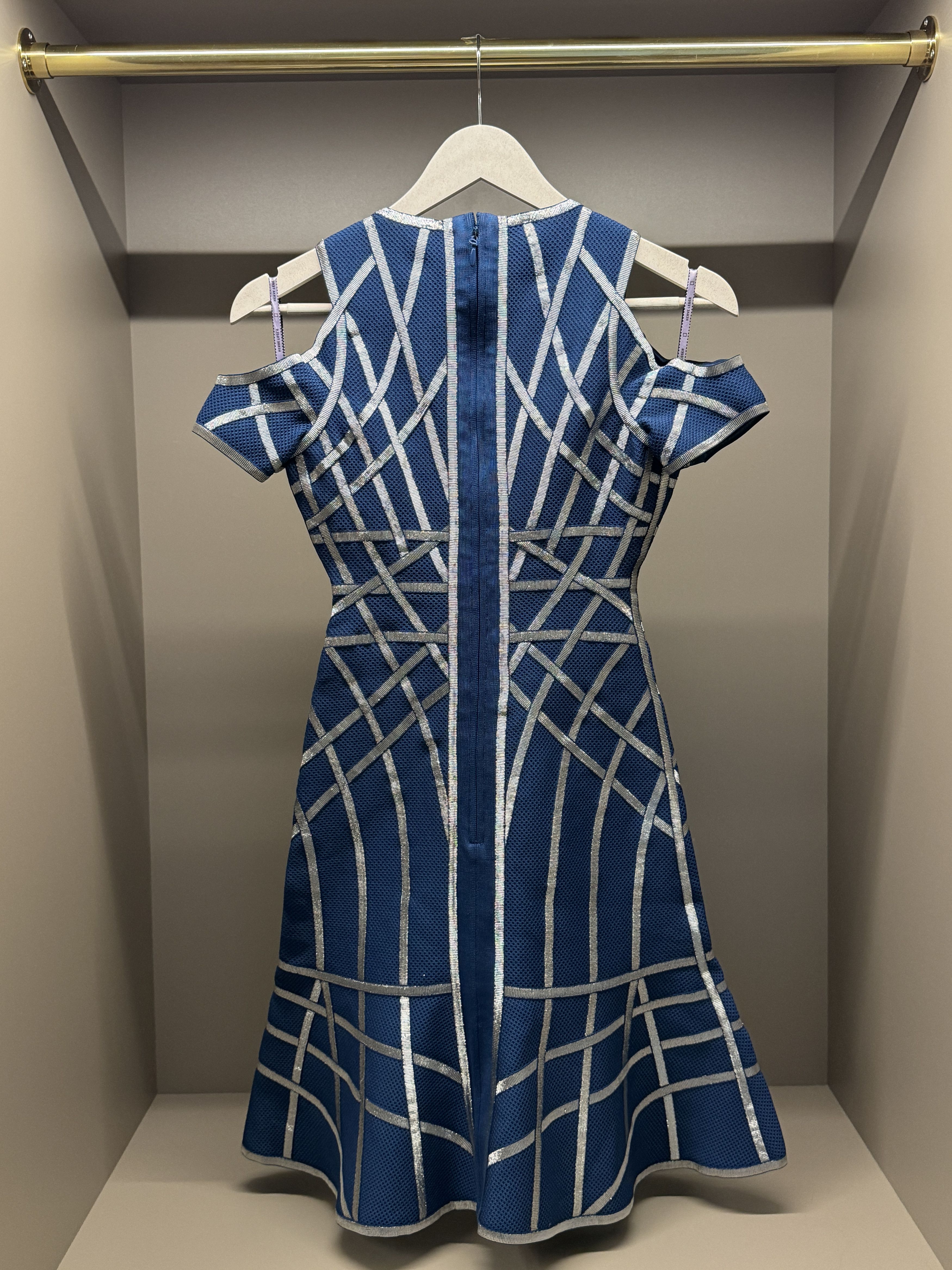 Herve Leger Hervé Léger cutout bandage dress navy silver XS Size XS / US 0-2 / IT 36-38 - 2 Thumbnail