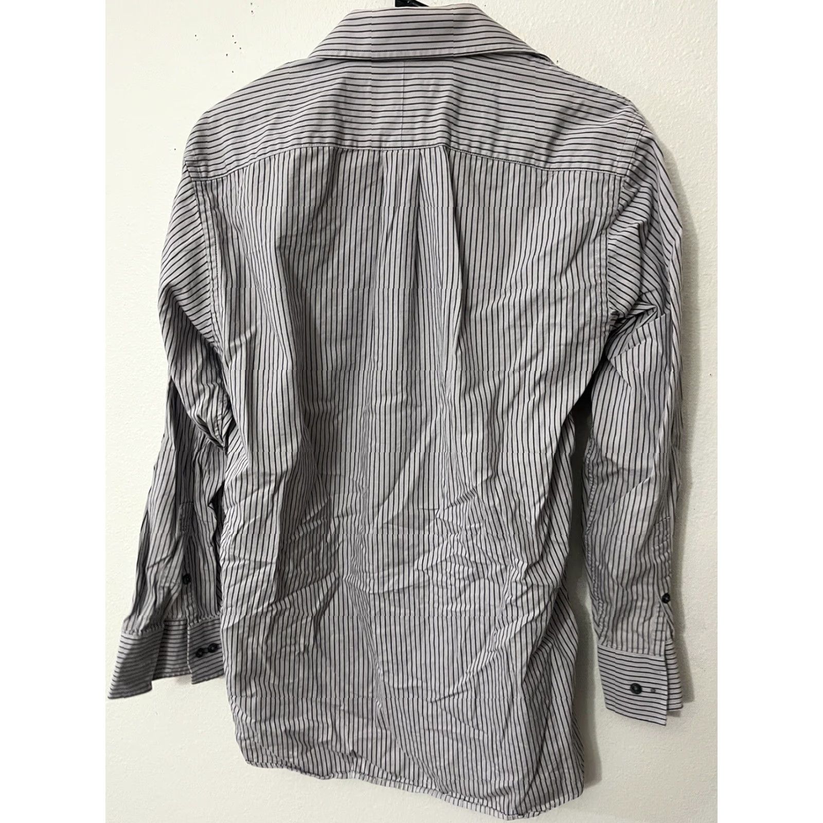 Michael Kors Michael Kors Dress Shirt Striped Gray 15-32/33 Button Shirt 100% Cotton Size 40R - 2 Thumbnail