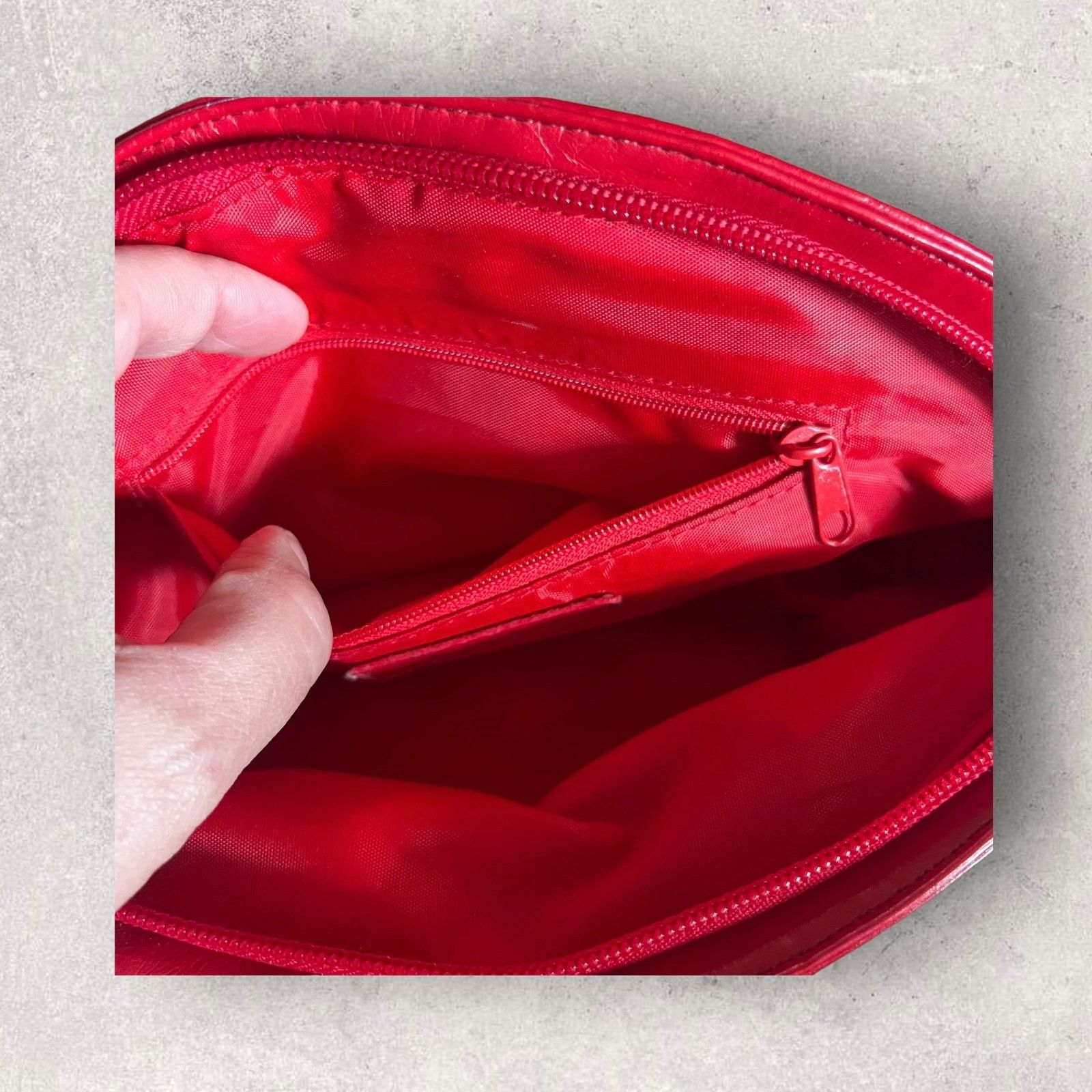 Other Vintage Candie’s Red Perforated Faux Leather Clutch Size ONE SIZE - 6 Thumbnail