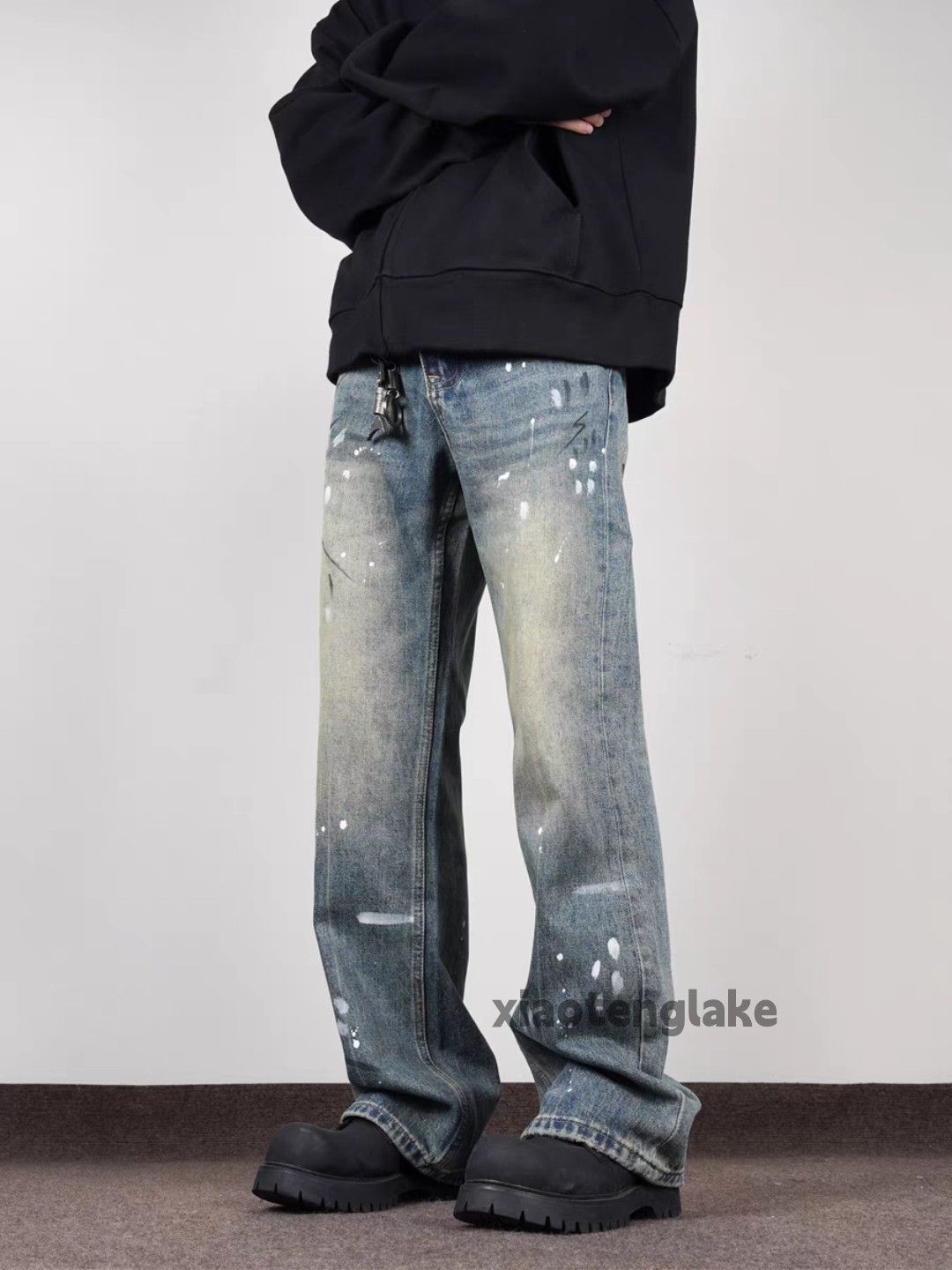 Jean Unisex washed faded utility punk yuppie grunge jeans Size US 32 / EU 48 - 4 Thumbnail