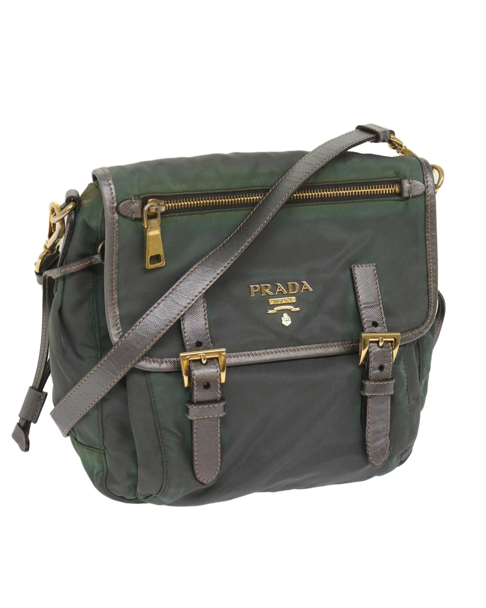 image of Prada Luxury Khaki Synthetic Shoulder Bag, Women's