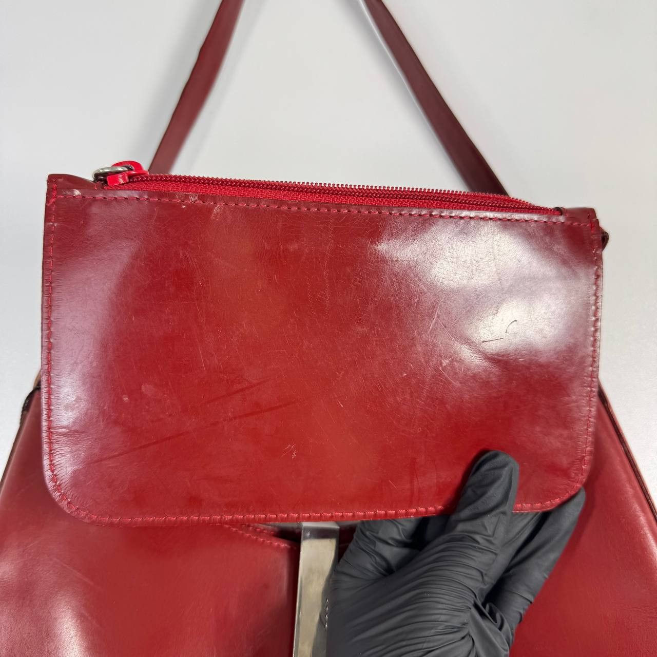 Gucci Gucci Red Leather Shoulder Bag Vintage Size ONE SIZE - 6 Thumbnail