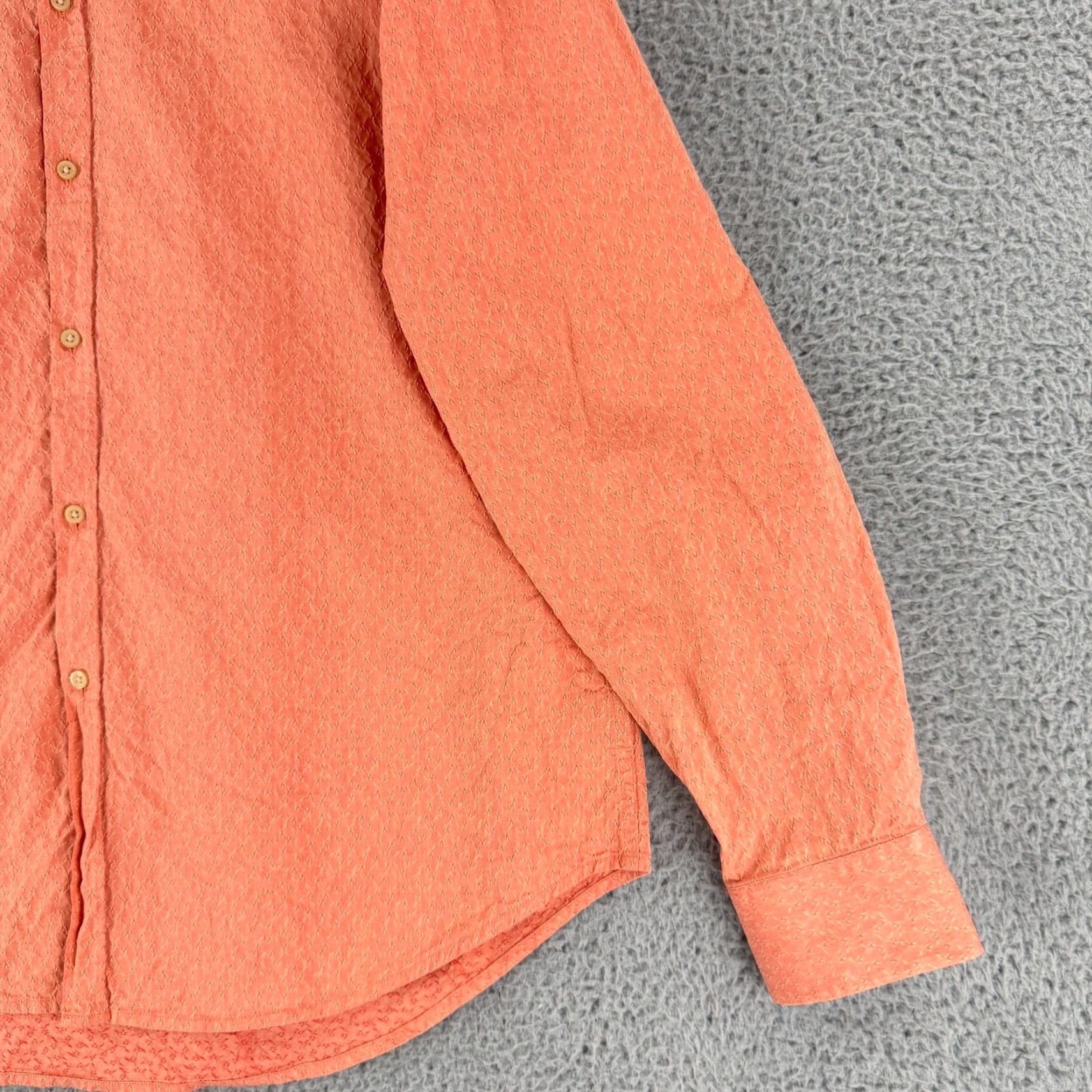 Robert Graham Robert Graham Button-Up Shirt Mens XL Orange Textured Long Sleeve Cotton Size US XL / EU 56 / 4 - 3 Thumbnail