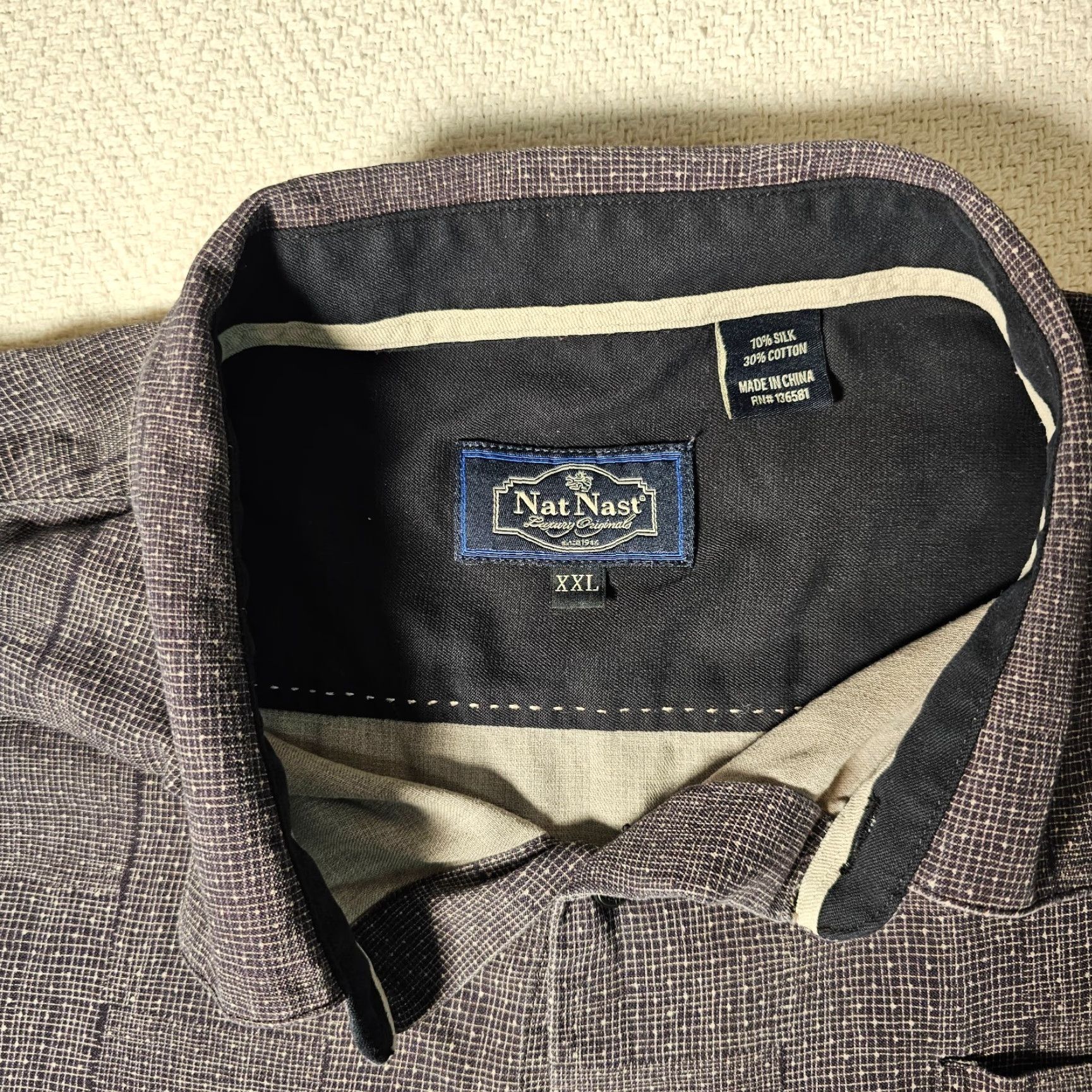 Nat Nast VINTAGE Nat Nast Luxury Originals Mens Gray Silk Blend Button Up Shirt Size 2XL Size US XXL / EU 58 / 5 - 2 Thumbnail