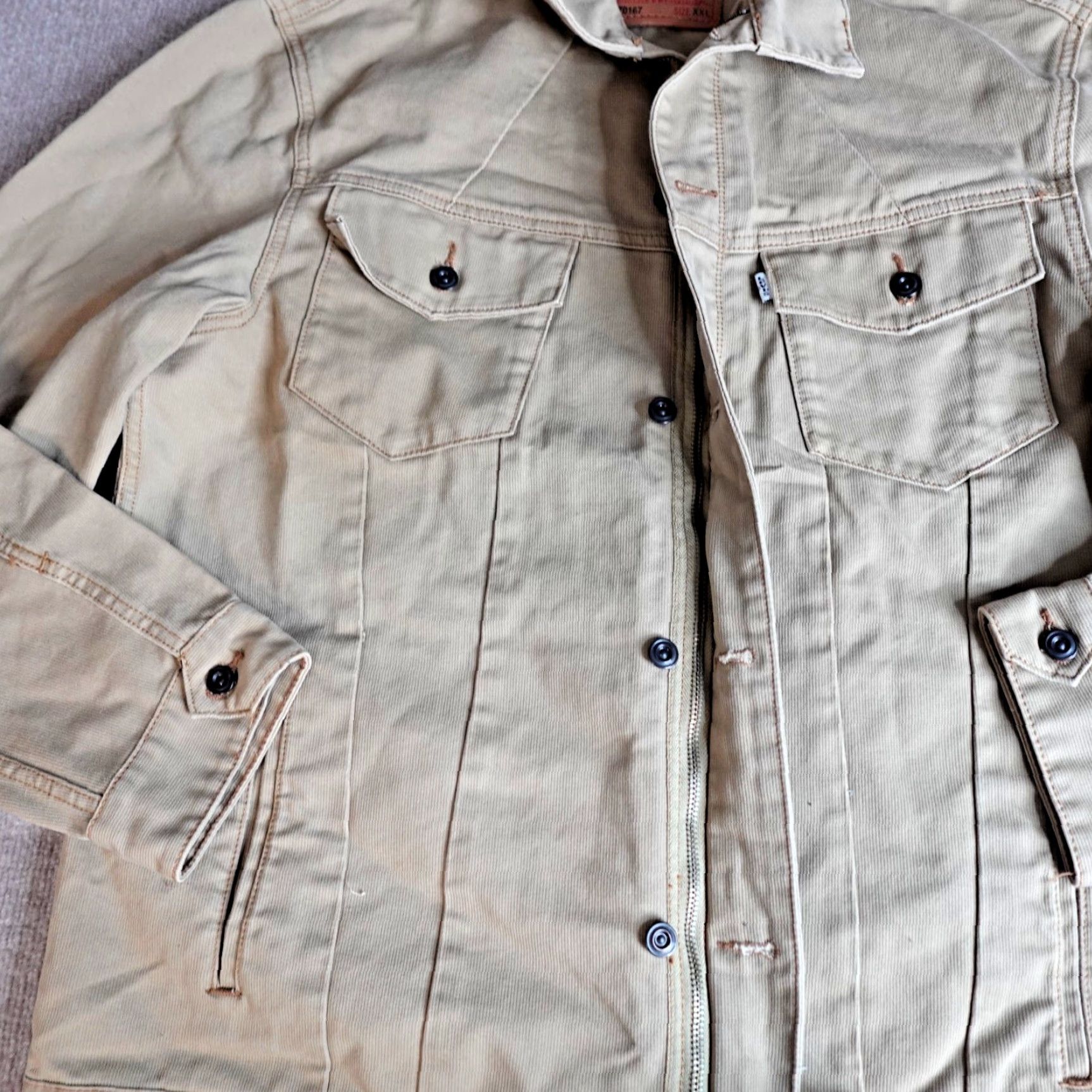 Levi's Levi's Jacket 2XL Beige Trucker Corduroy Button Front Zip 70167 Mens Regular Corduroy Biker Fall Winter Spring Casual Workwear Size US XXL / EU 58 / 5 - 2 Thumbnail