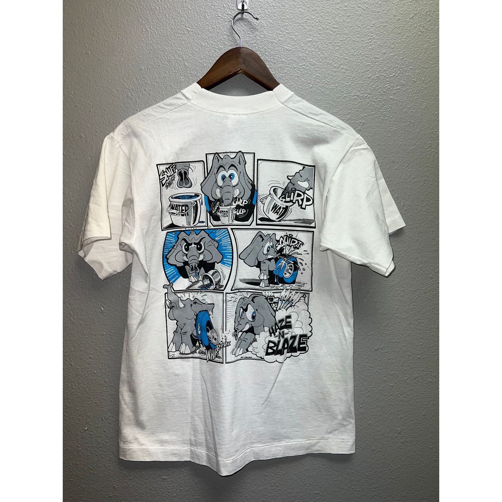 Fruit Of The Loom Vintage Elephant Shirt Asphalt Construction Animal Tee 90s M Size US M / EU 48-50 / 2 - 8 Thumbnail