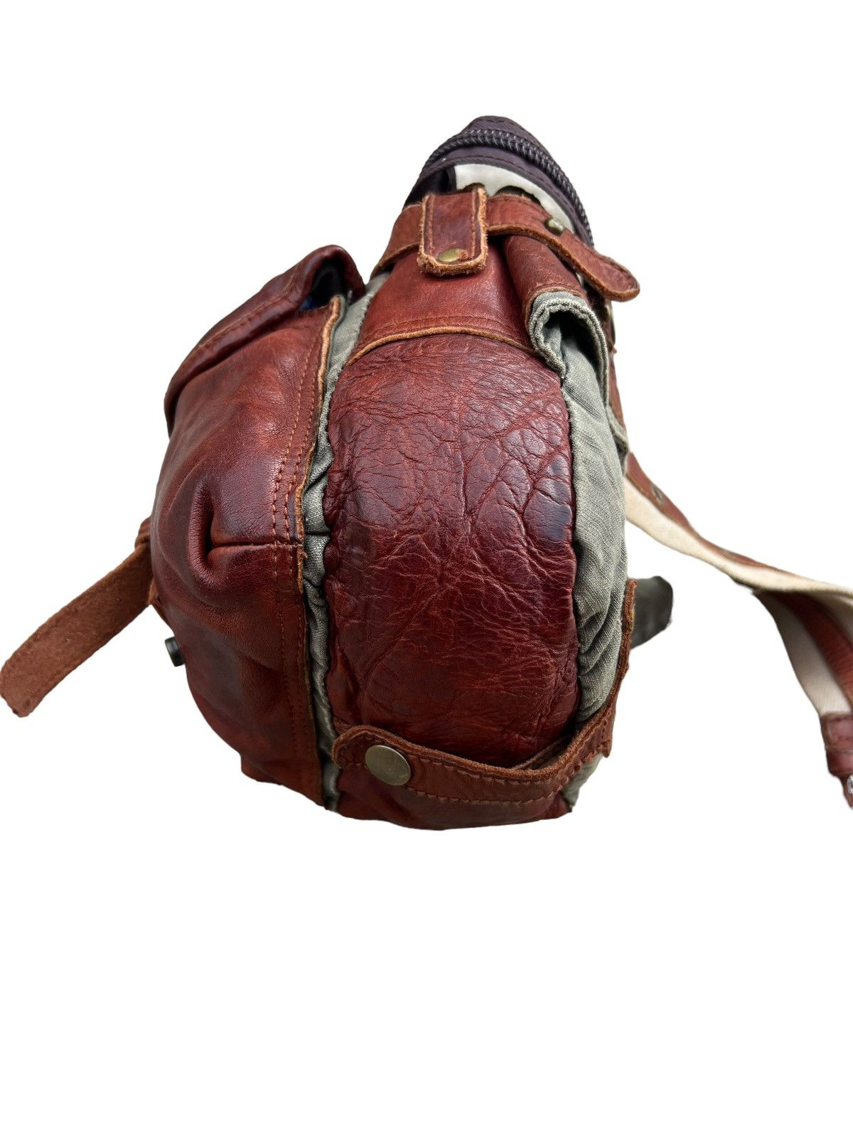 Leather Vintage Tough JeansSmith Military Surplus Patina Leather Bag Size ONE SIZE - 16 Thumbnail