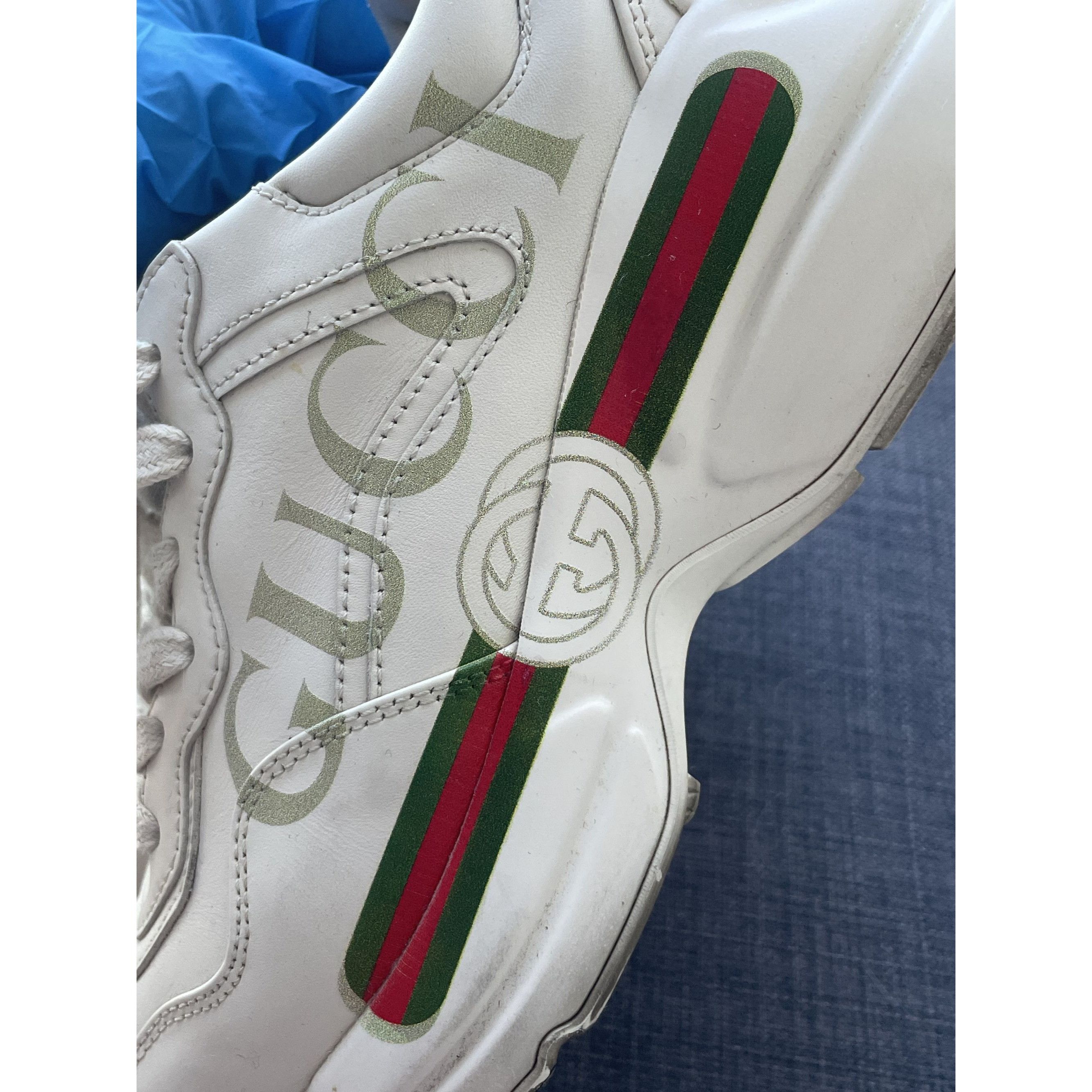 Gucci Gucci Womens Rhyton Logo Sneakers White Leather Italy Size US 5.5 / IT 35.5 - 8 Thumbnail