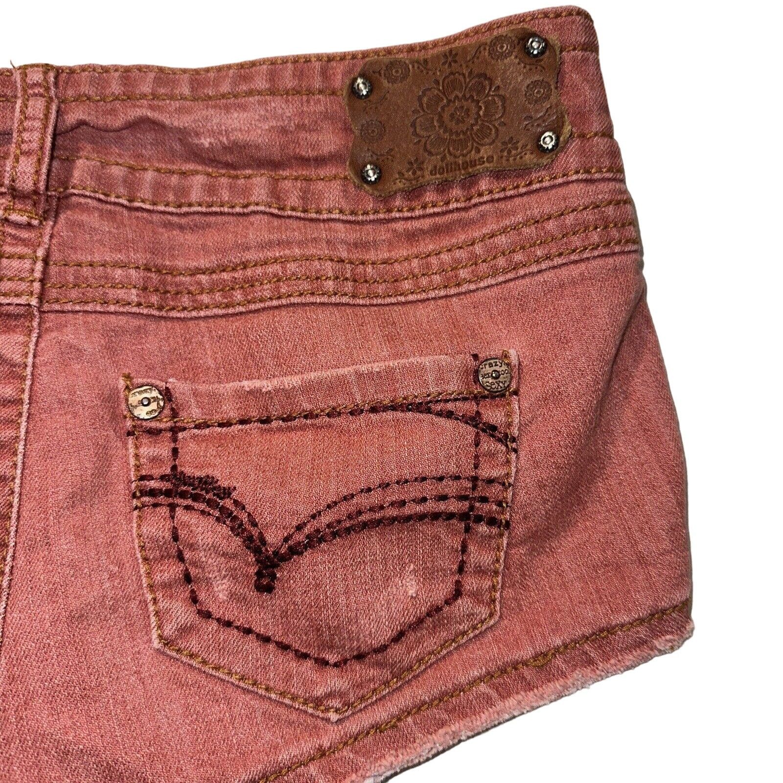 King Baby Studio Dollhouse Denim Shorts Red Distressed Size 1 Zip Fly 5pocket Size 25" / US 0 / IT 36 - 10 Thumbnail