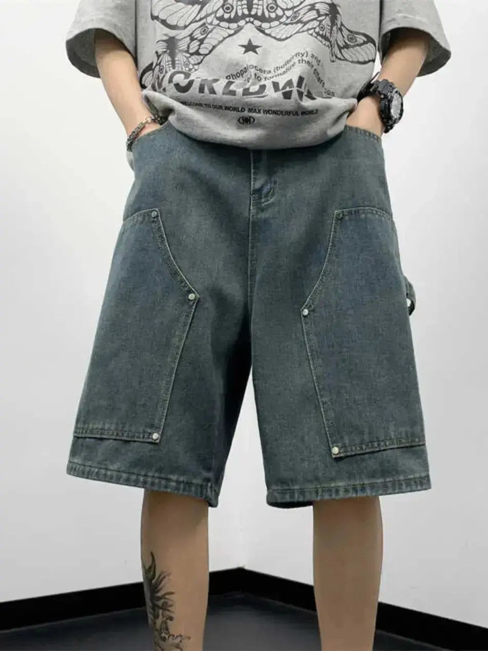 Japanese Brand Retro loose fitting straight leg denim shorts Size US 32 / EU 48 - 1 Thumbnail