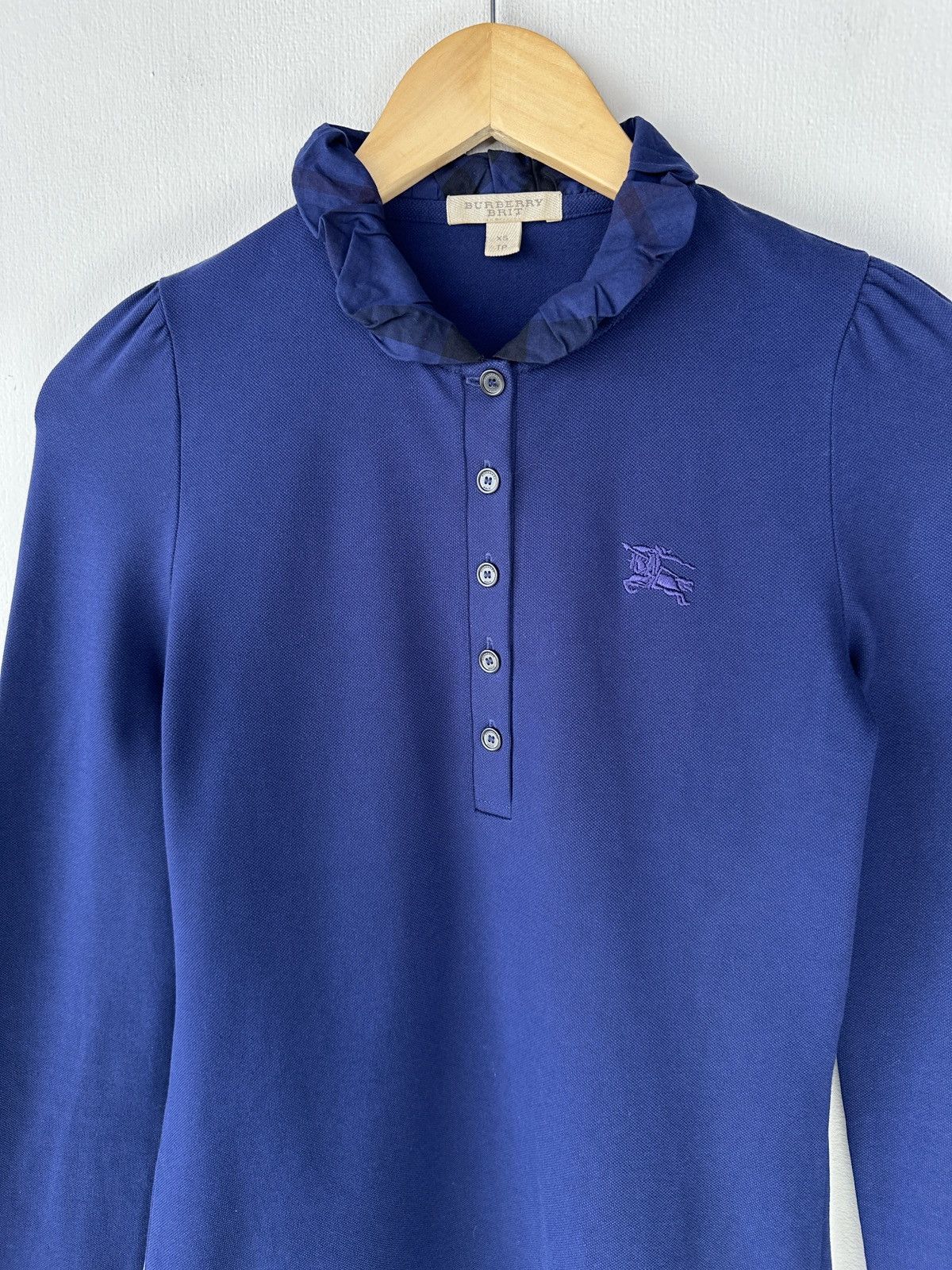 Burberry BURBERRY BRIT Women’s Long Sleeve Polo Shirt Ruffle Collar Size XS / US 0-2 / IT 36-38 - 3 Thumbnail