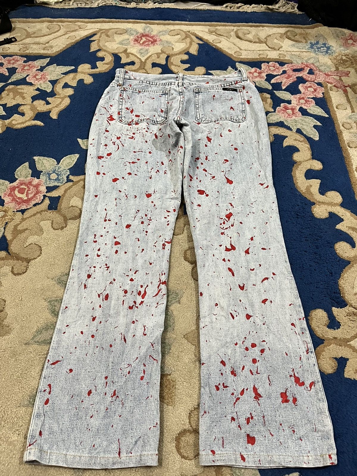 Mango Vintage Mng Flare Paint Splatter Denim Size US 29 - 10 Thumbnail