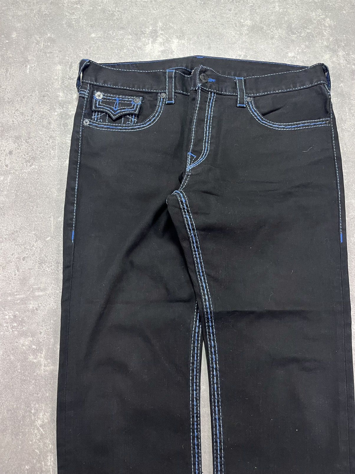 True Religion True Religion Slim Black / Blue Stitch Flaps Denim Jeans 40 Size US 40 / EU 56 - 3 Thumbnail