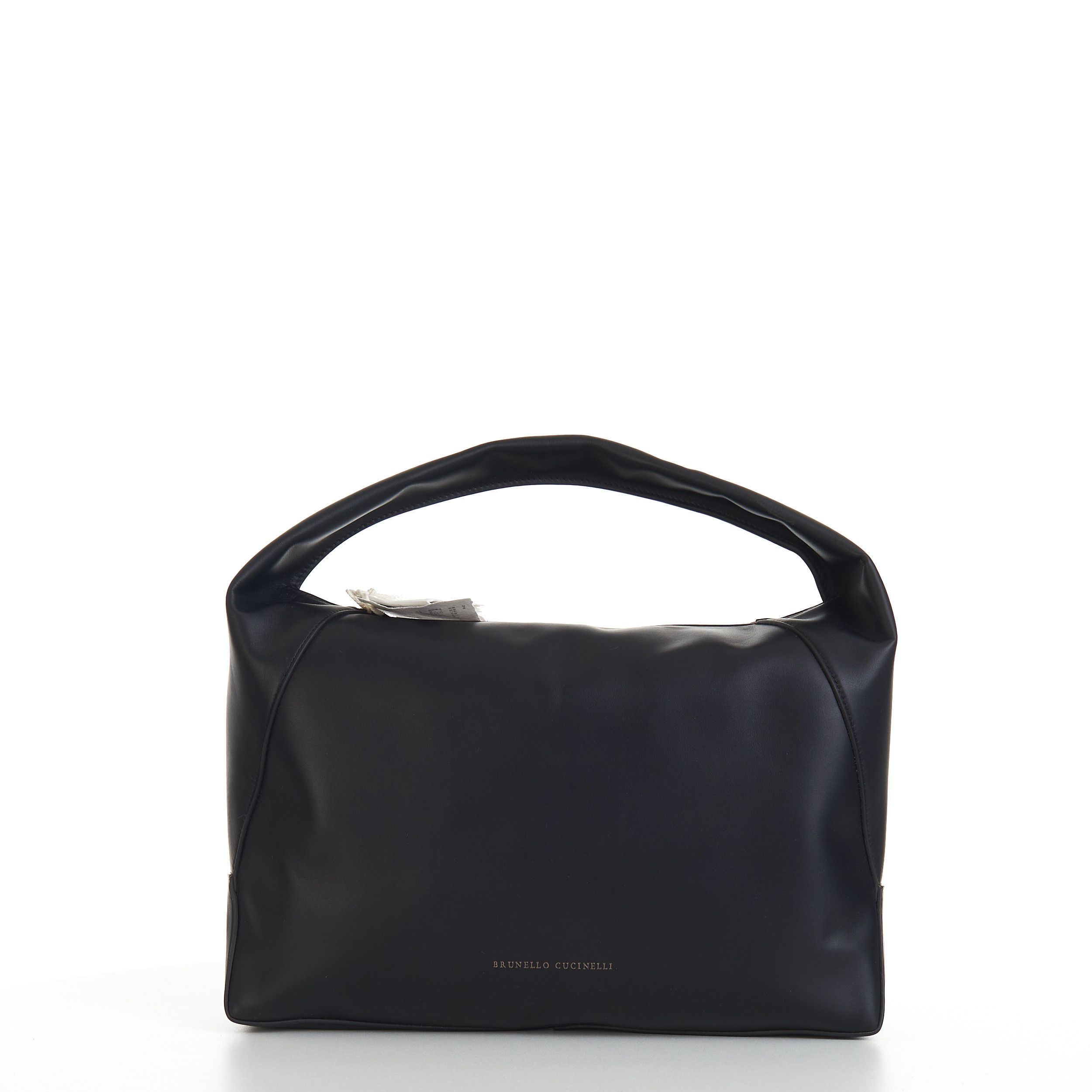 Brunello Cucinelli Hobo Bag In Black Calfskin Leather Size ONE SIZE - 1 Thumbnail