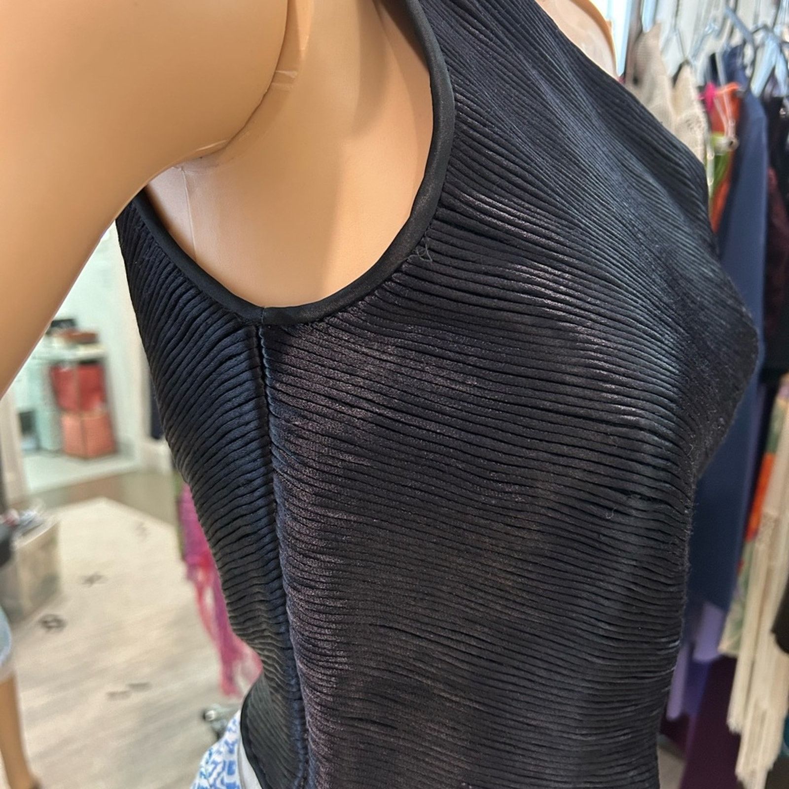 Andrew Marc Vintage Carmen black asymmetrical women’s party top medium Size M / US 6-8 / IT 42-44 - 2 Thumbnail