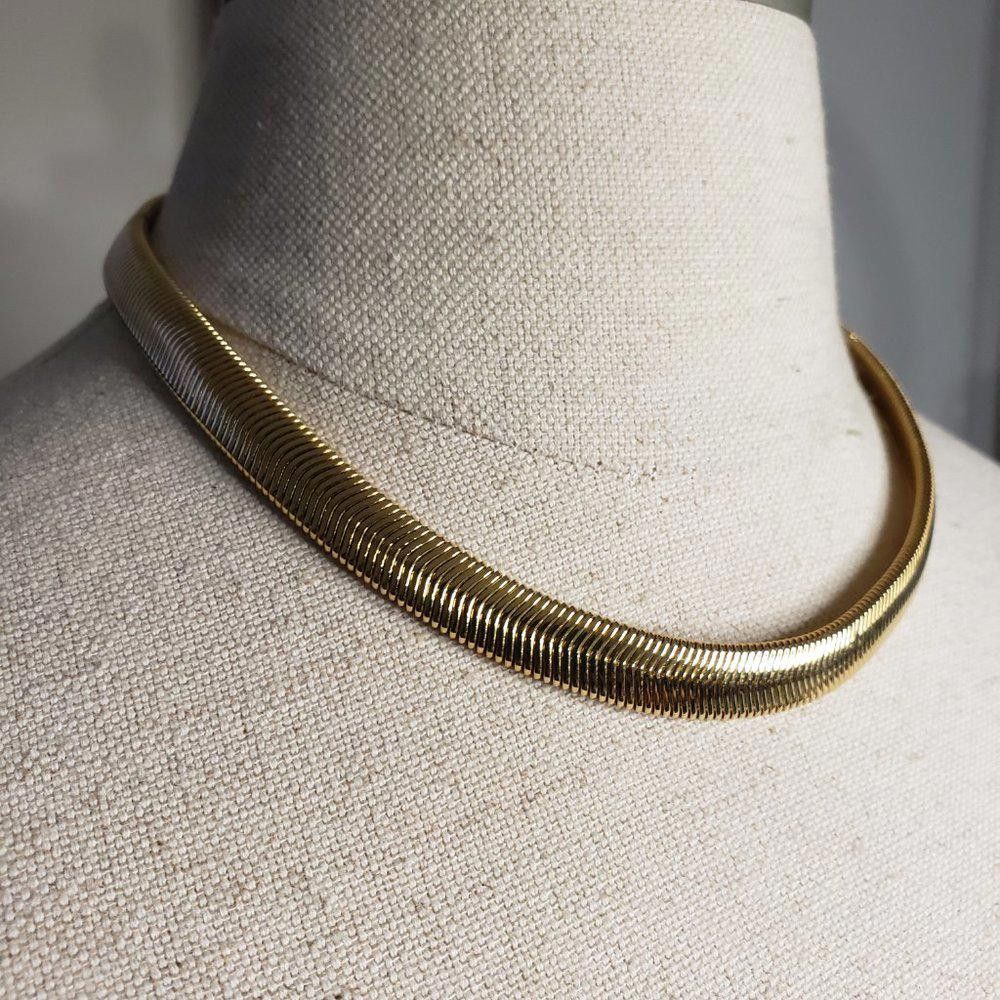Designer Vintage Gold Plated Thick Weighted Snake Collar Size ONE SIZE - 2 Thumbnail
