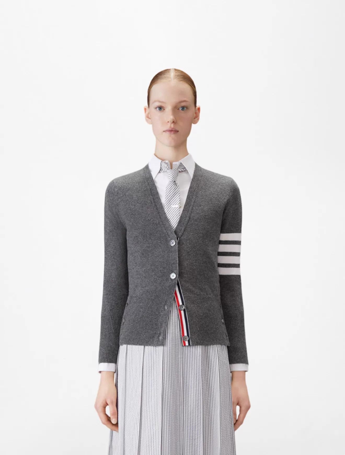 Thom Browne Thom Browne Women's 4-Bar Cashmere Cardi Mid Gray Size38 Size XS / US 0-2 / IT 36-38 - 8 Thumbnail