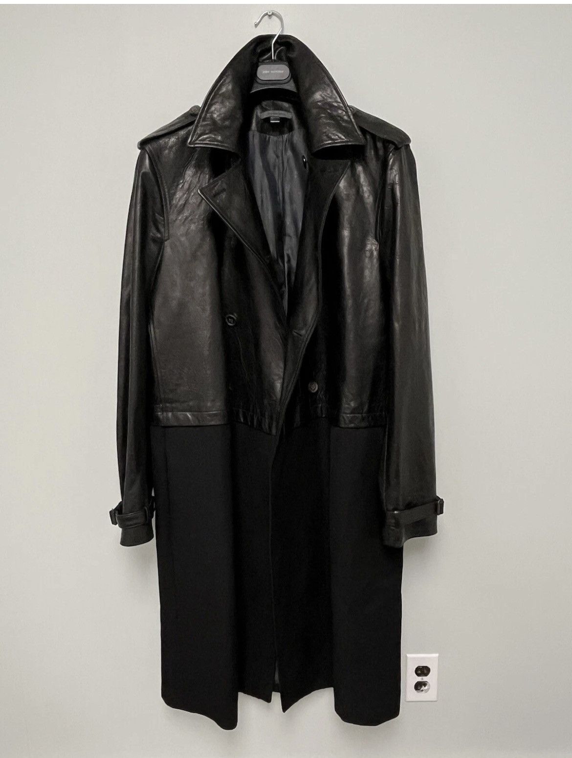 John Varvatos Contrast leather Trench Coat Size EU50 USA 40. Size US M / EU 48-50 / 2 - 14 Thumbnail