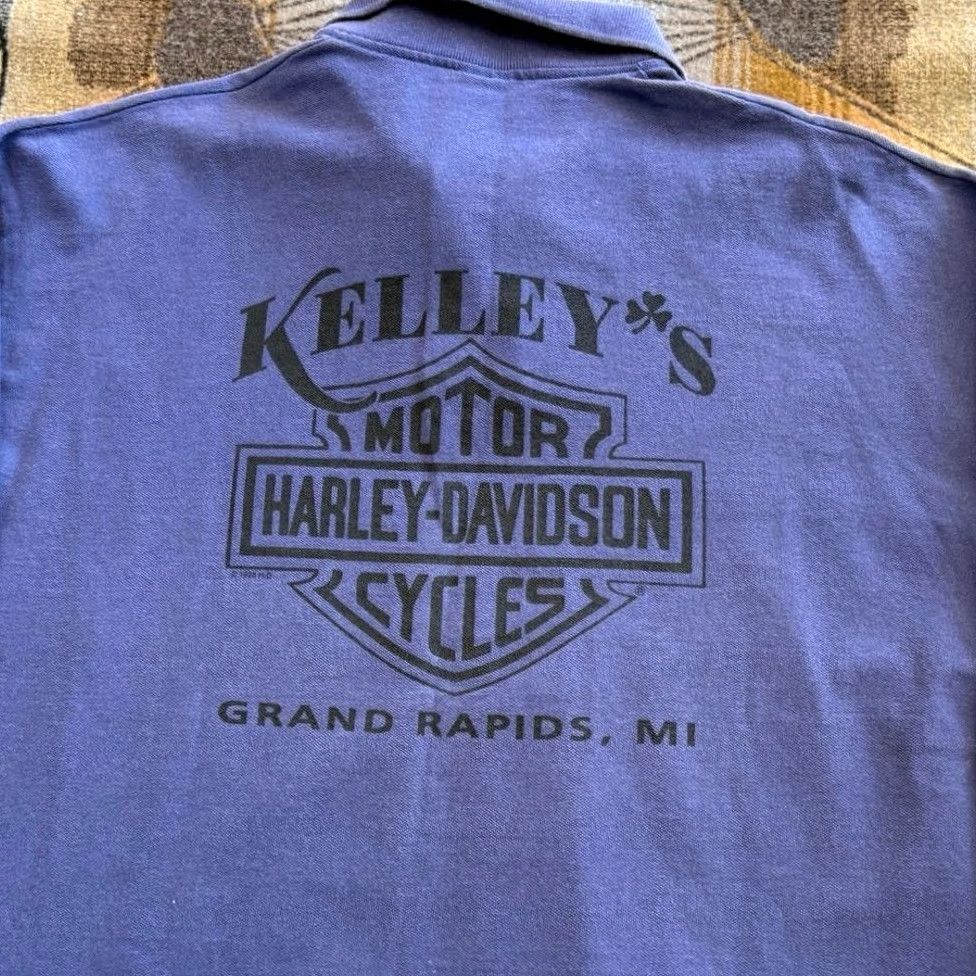 Harley Davidson VINTAGE Harley Davidson Polo Shirt Adult XL Blue Long Sleeve Biker Motorcycle 90s Y2k Mens Size US XL / EU 56 / 4 - 6 Thumbnail