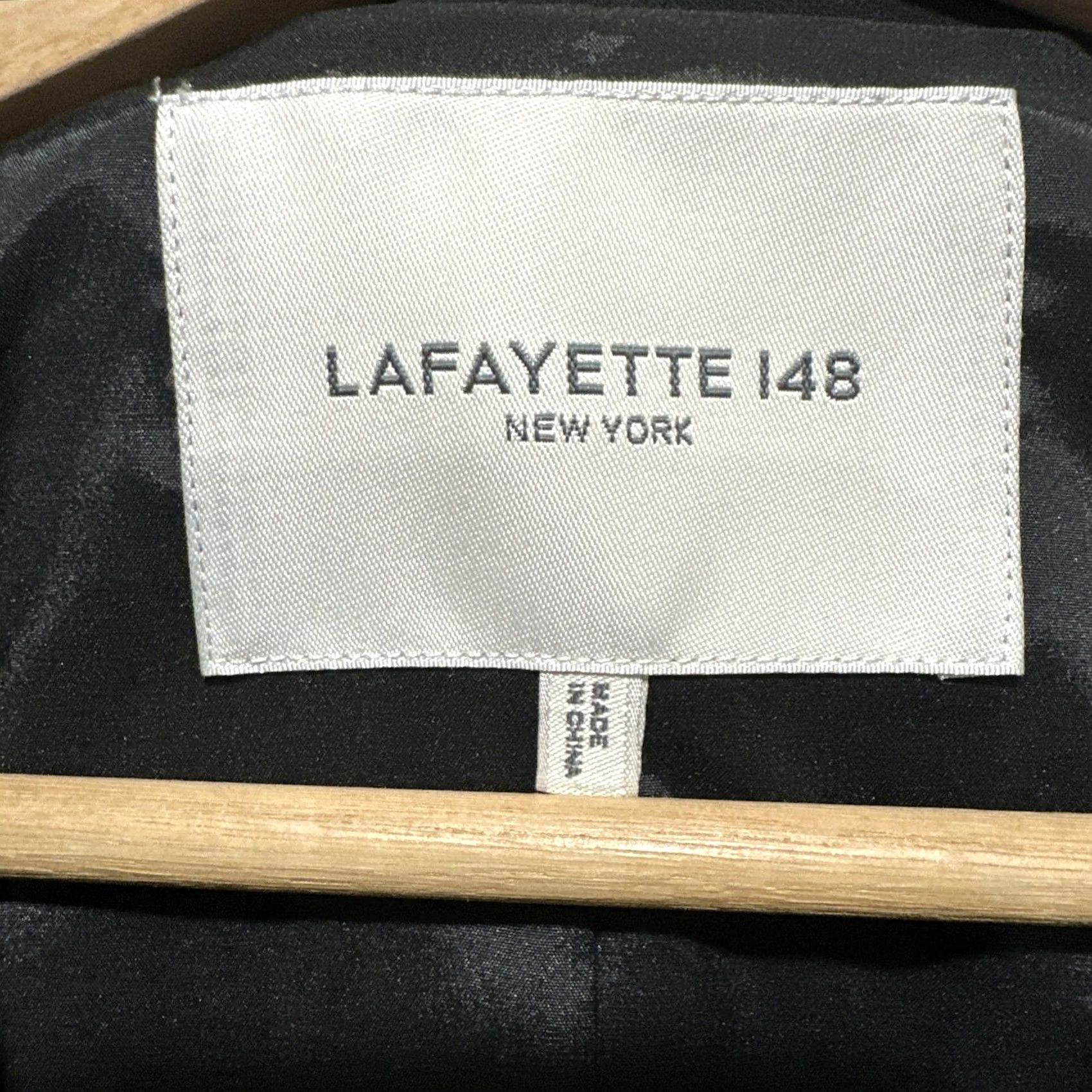 Vintage Lafayette 148 New York V-Neck Blazer Women's 14 Black Hook and Eye Dressy Business Suit Jacket Blazer Size XL / US 12-14 / IT 48-50 - 3 Thumbnail