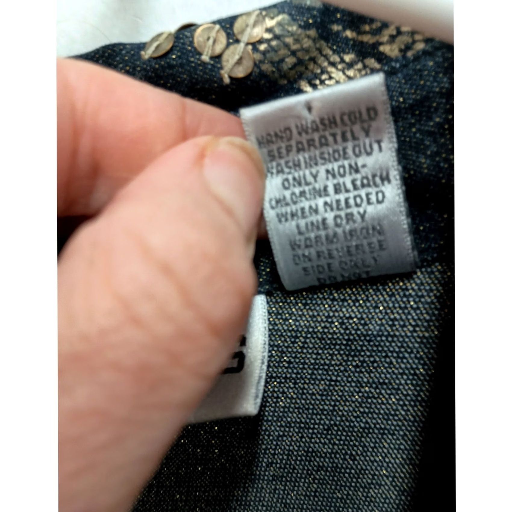 Vintage Chicos Jacket Womens Large Blue Denim Gold Floral Beaded BOHO Outdoor Size L / US 10 / IT 46 - 7 Thumbnail