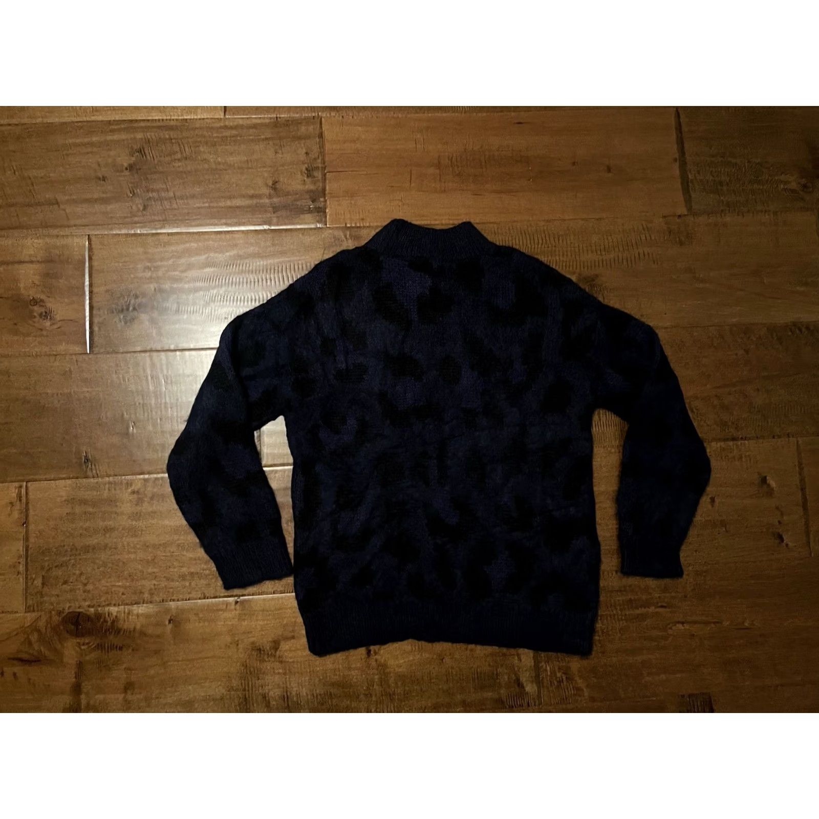 Vintage Kate Spade Wild Ones Leopard Sweater Women's S Blue Black Alpaca Wool Mock Neck Size S / US 4 / IT 40 - 4 Thumbnail