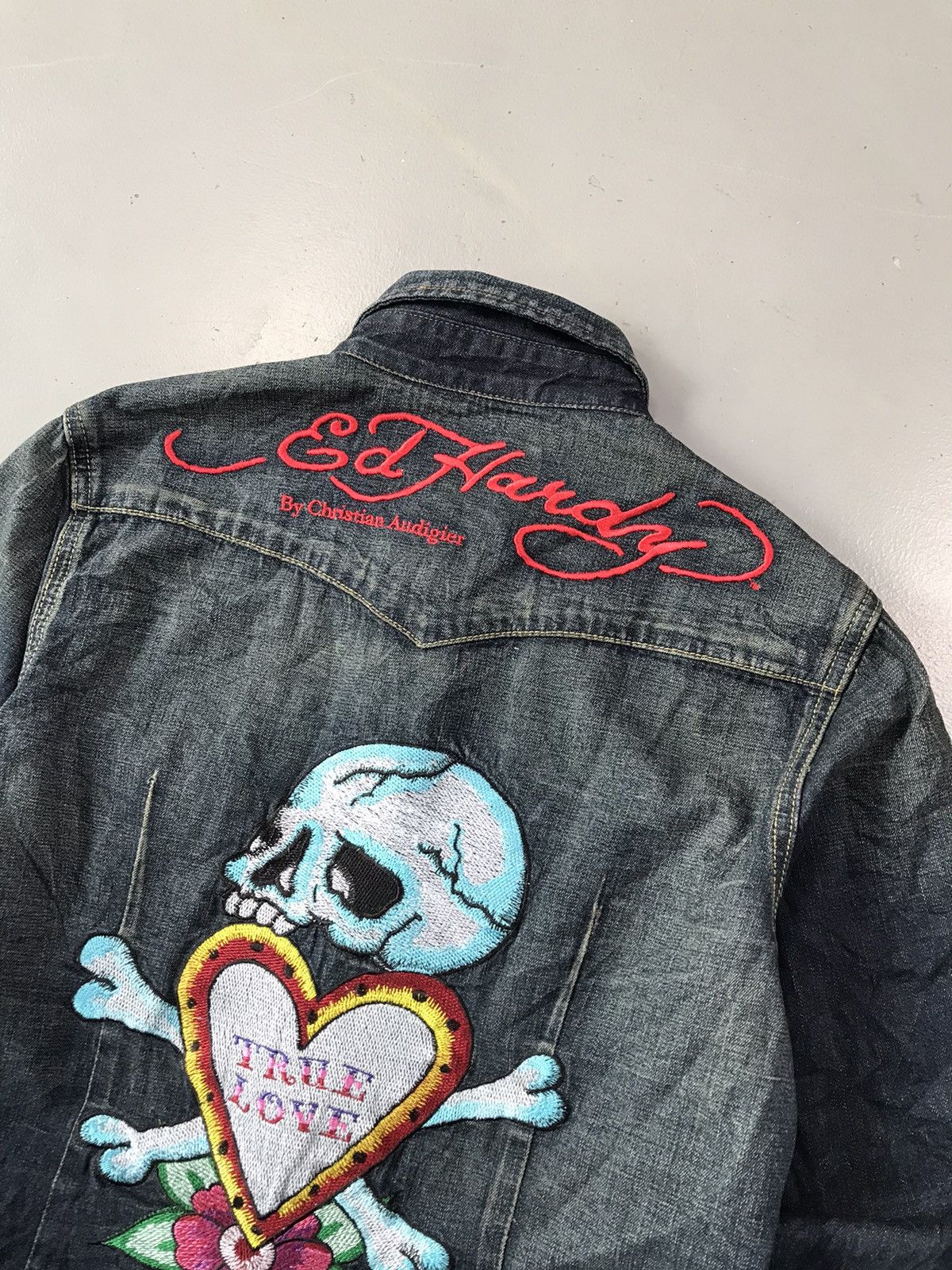 Christian Audigier × Ed Hardy × Vintage Vintage Edhardy true love embroidered denim shirt Size M / US 6-8 / IT 42-44 - 10 Thumbnail