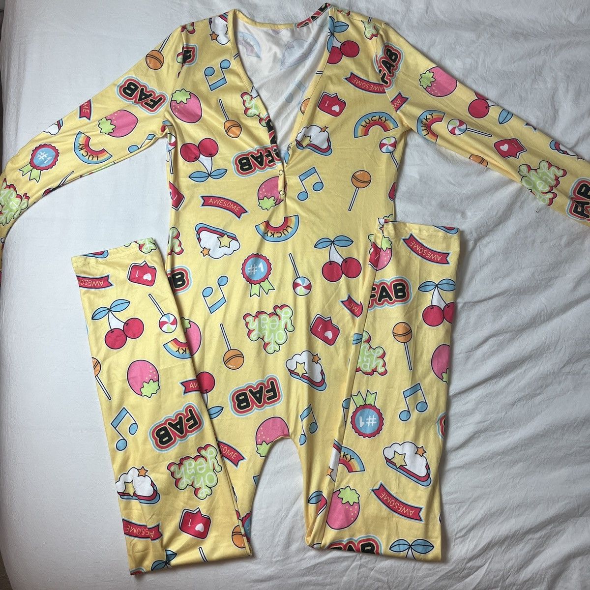 Other Yellow and pink multicolor form fitting onesie cute vibes Size S / US 4 / IT 40 - 1 Thumbnail